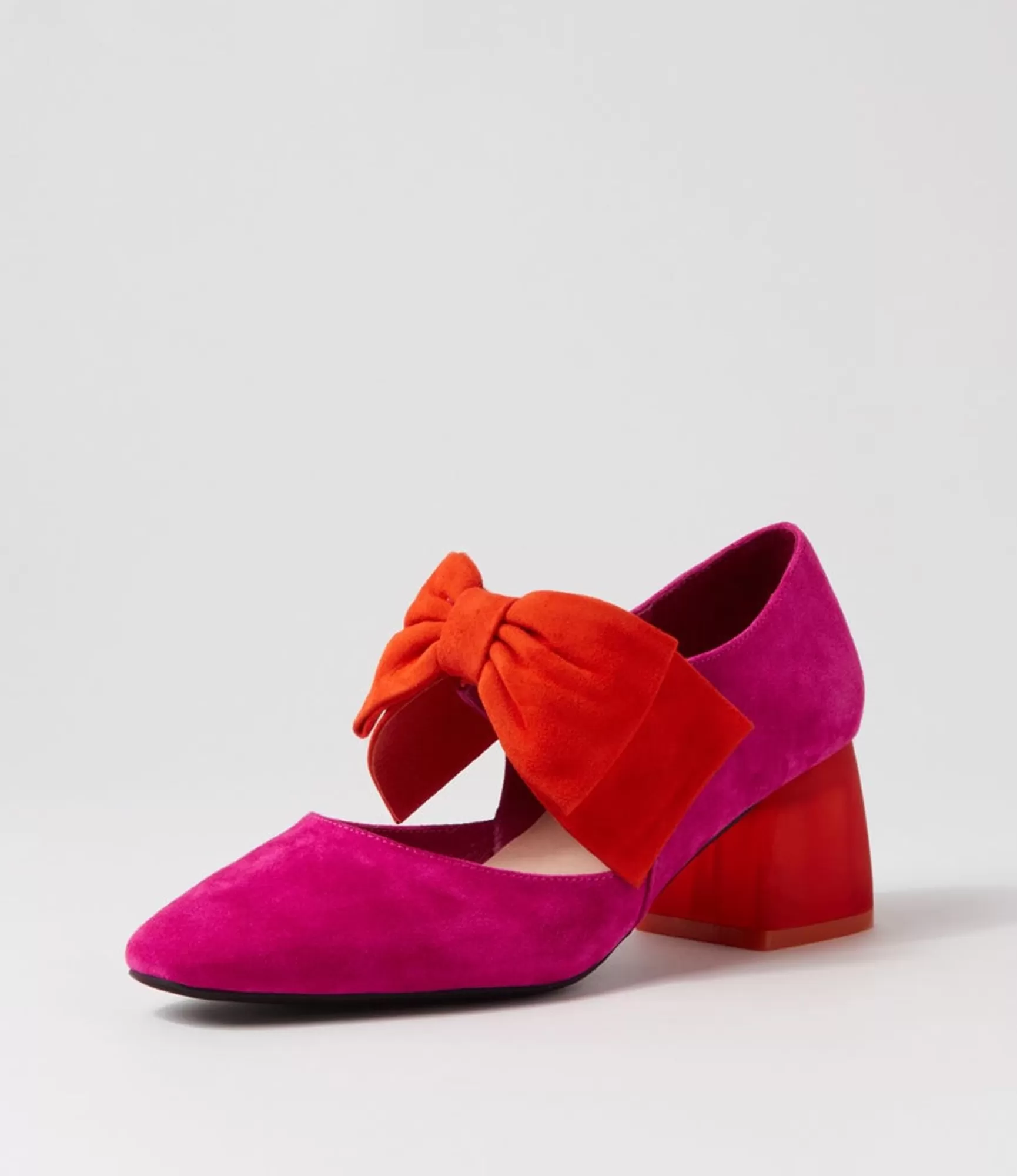 Hot Midas Shoes Mischa Dark Fuchsia Orange Suede Heels