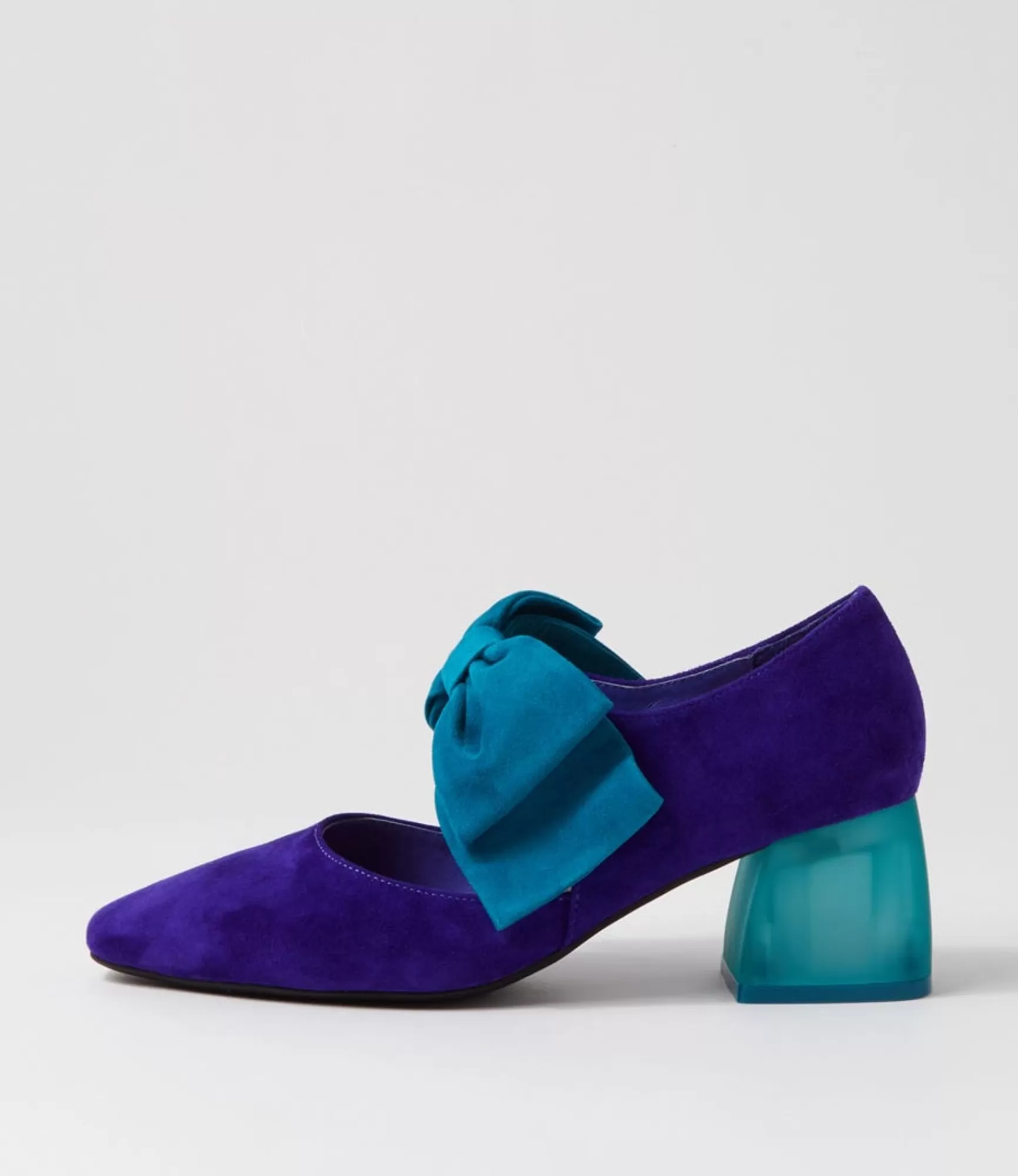 Fashion Midas Shoes Mischa Purple Turquoise Suede Heels