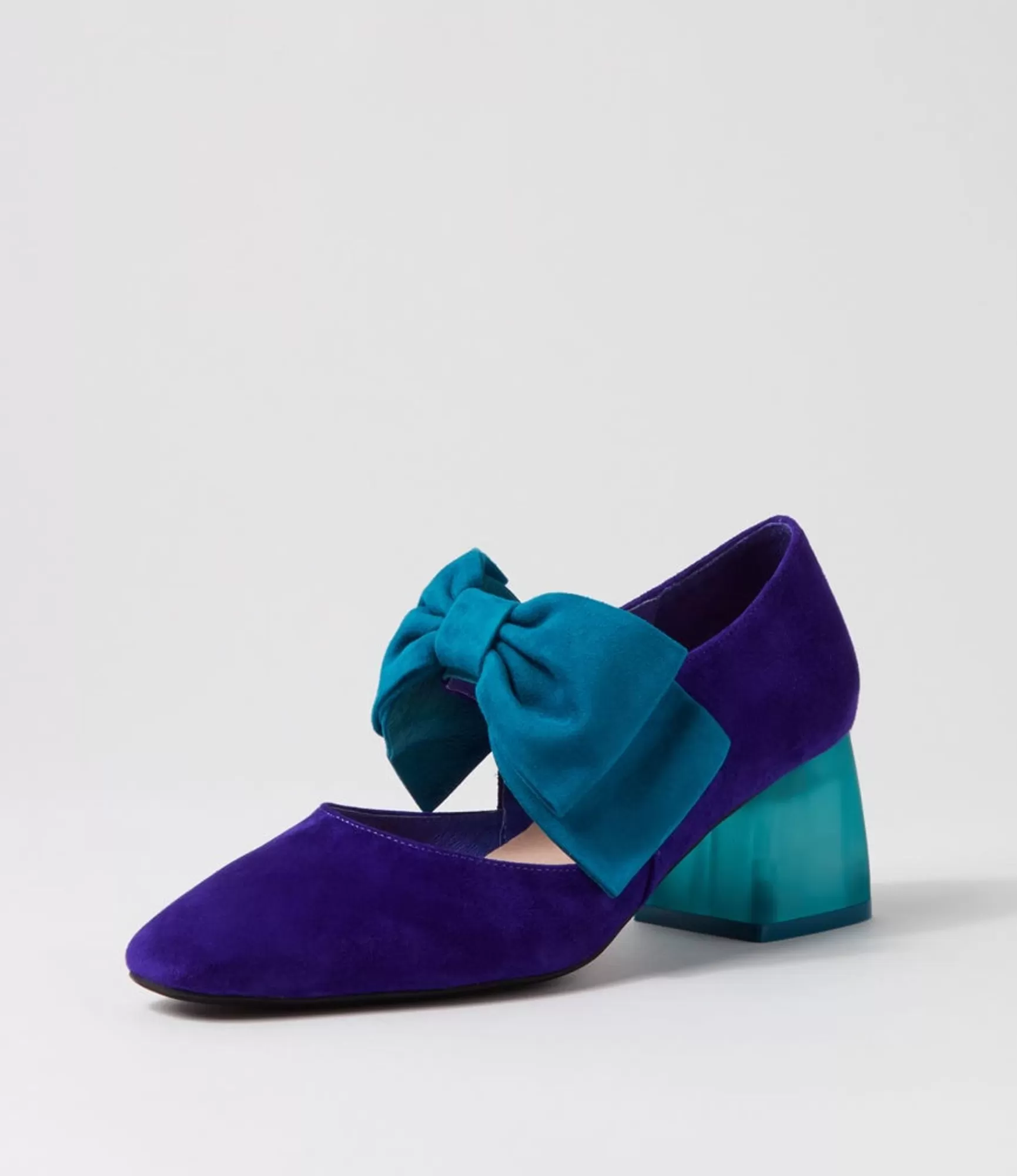 Fashion Midas Shoes Mischa Purple Turquoise Suede Heels