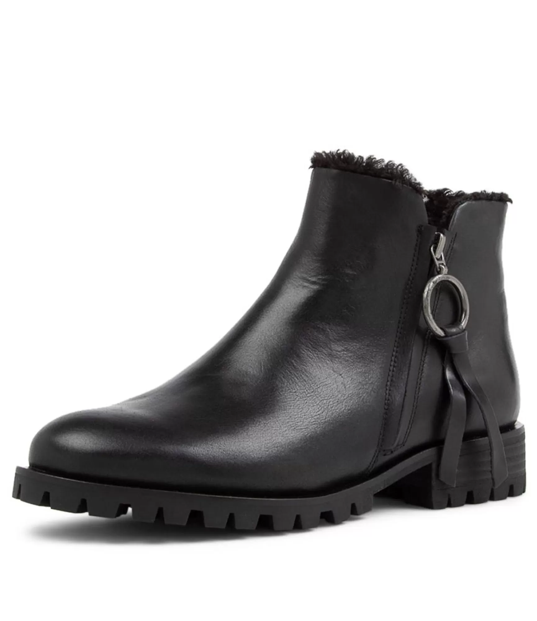 Outlet Midas Shoes Modest Black Leather Fur Ankle Boots