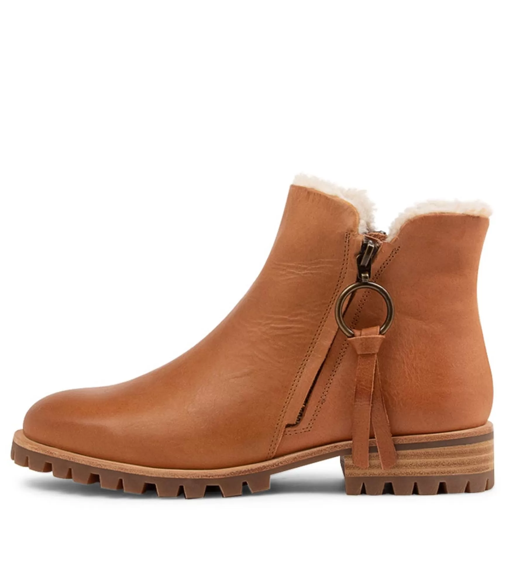 Online Midas Shoes Modest Tan Natural Rugged Leather Fur Ankle Boots