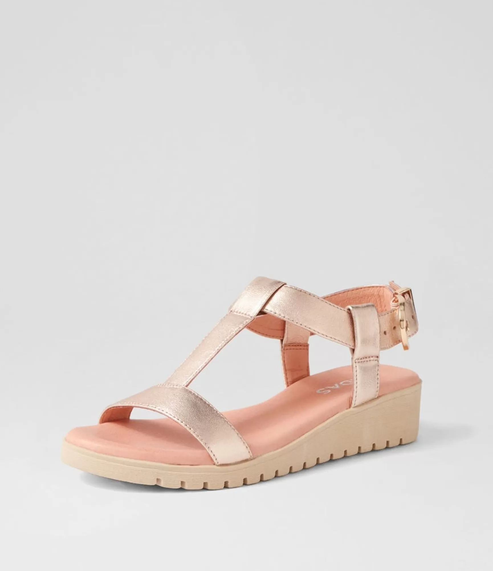 Store Midas Shoes Moore Pl Rose Gold Nude Leather Sandals