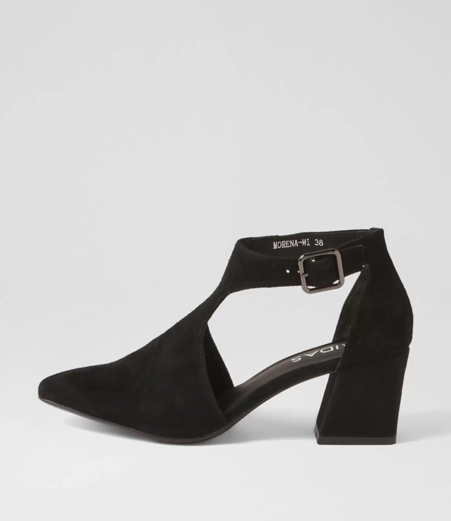 Shop Midas Shoes Morena Black Suede Heels