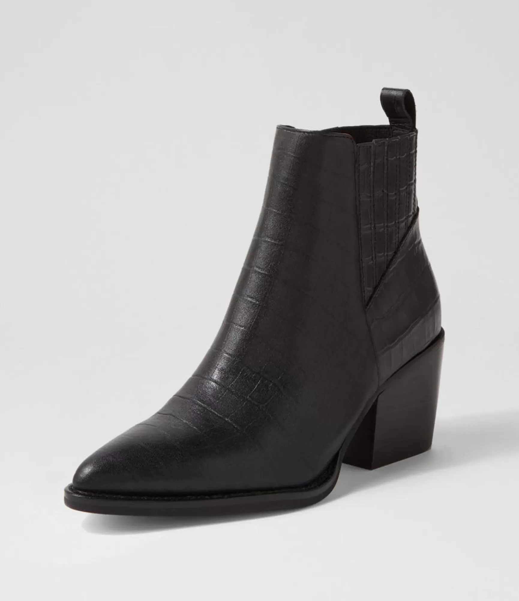 Discount Midas Shoes Morine Black Croc Leather Chelsea Boots