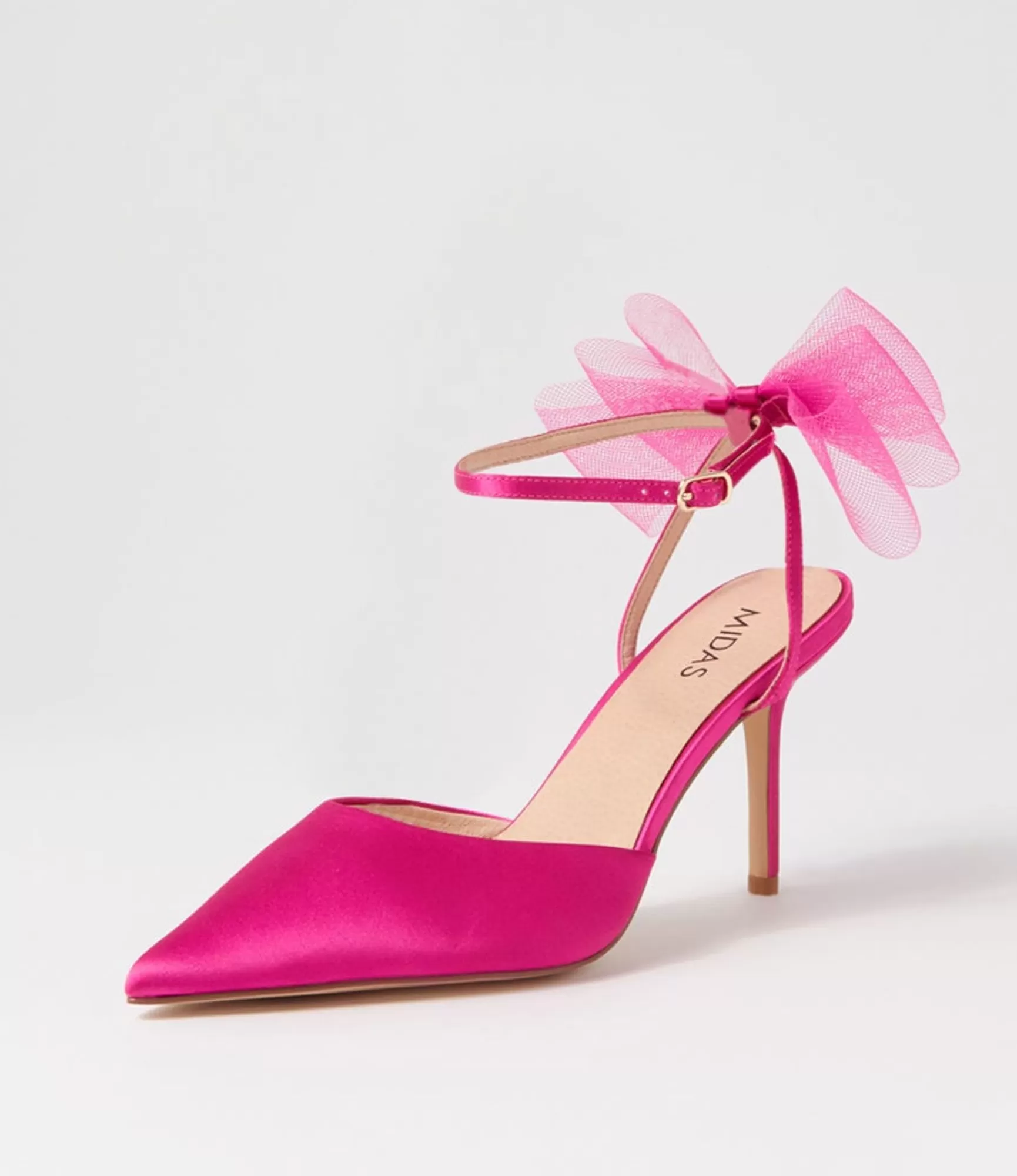 New Midas Shoes Myah Fuchsia Satin Heels
