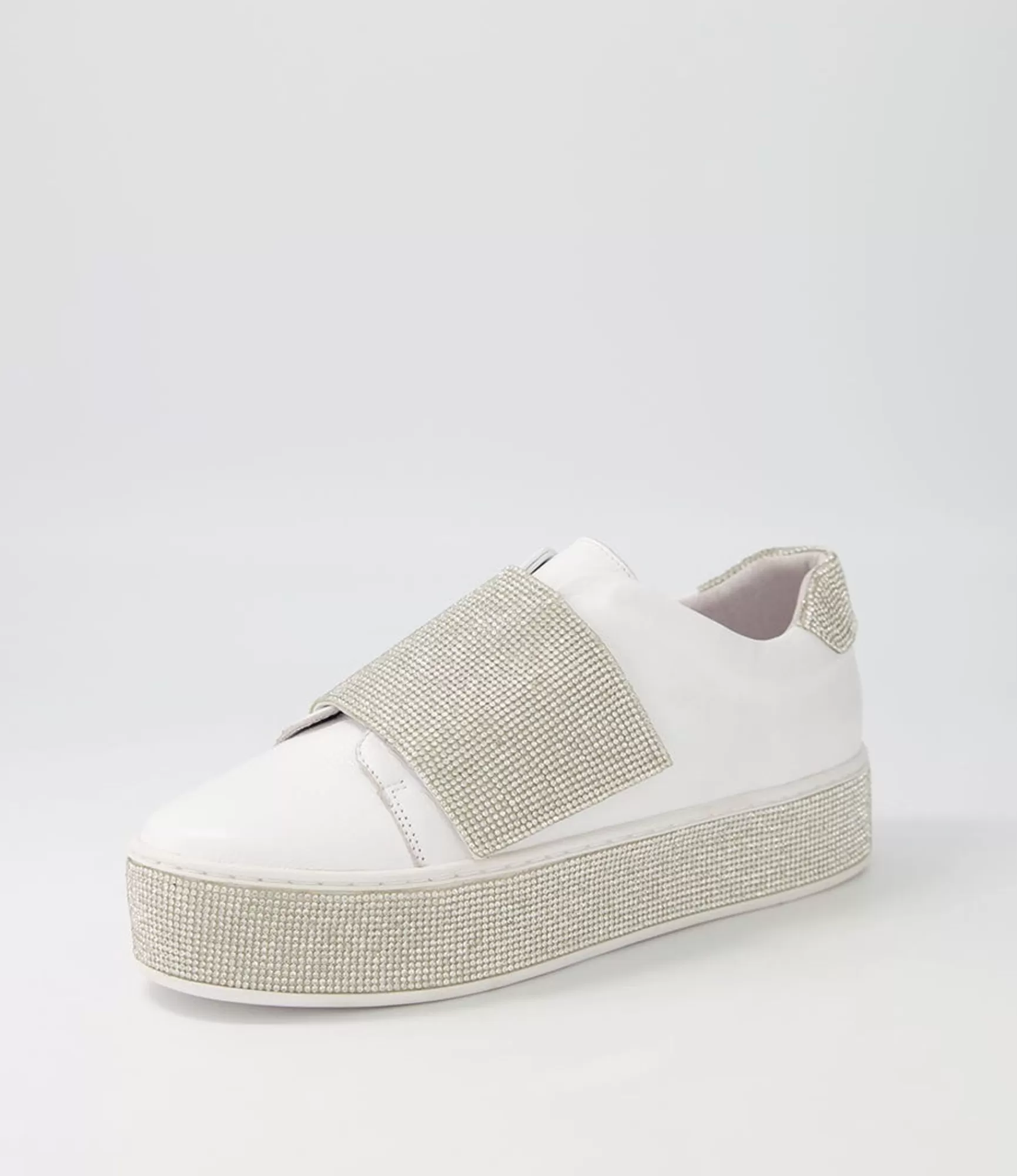 Store Midas Shoes Natisse White Silver Leather Jewels Sneakers