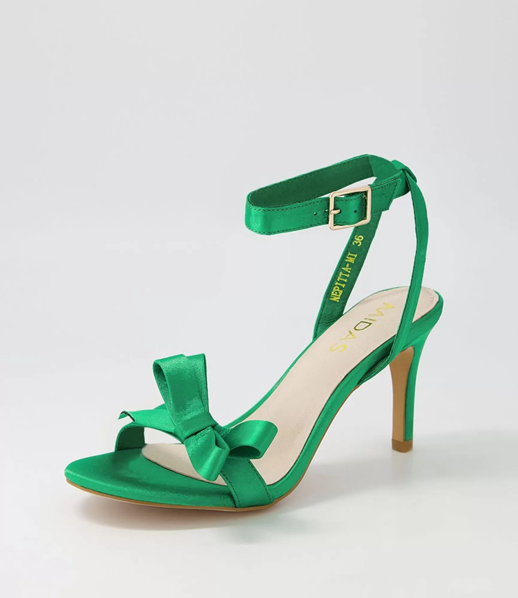 Fashion Midas Shoes Nepitta Emerald Satin Sandals