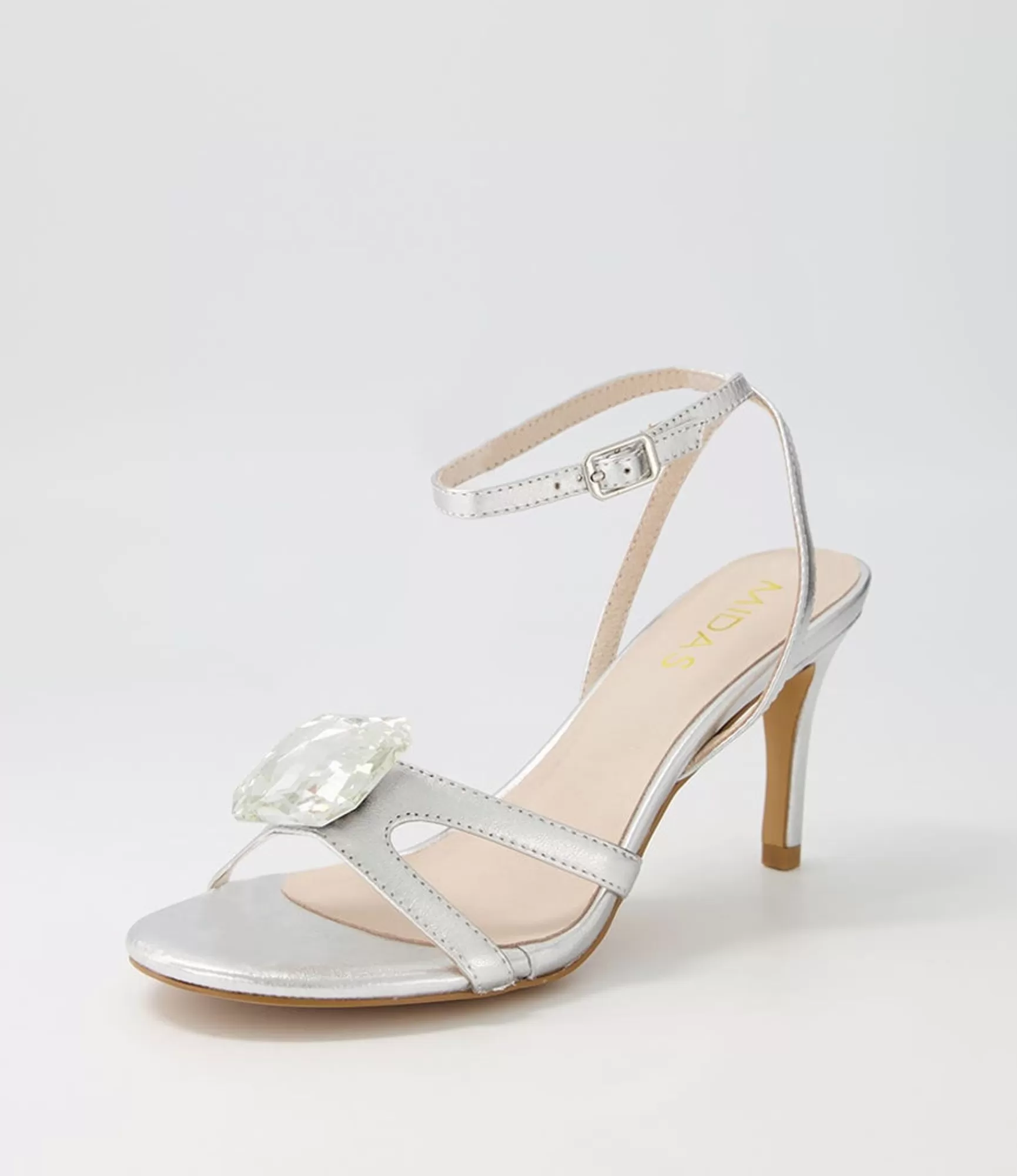 Fashion Midas Shoes Nino Silver Clear Leather Jewels Sandals
