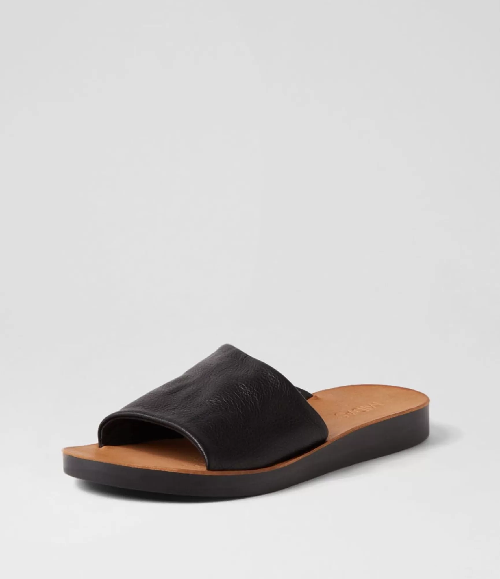 Cheap Midas Shoes Nomads Black Leather Slides