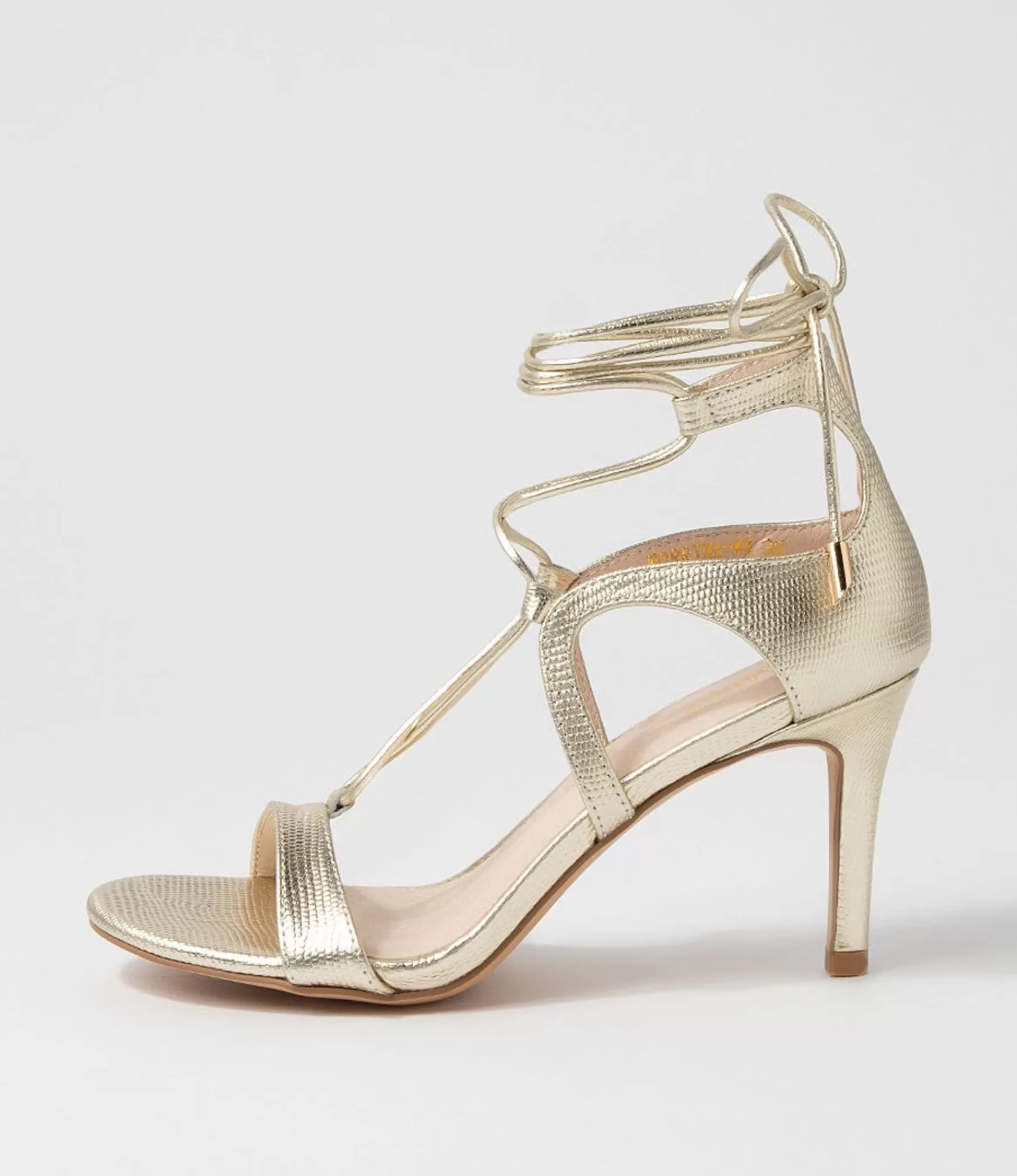 Clearance Midas Shoes Norrina Pale Gold Lizard Leather Sandals