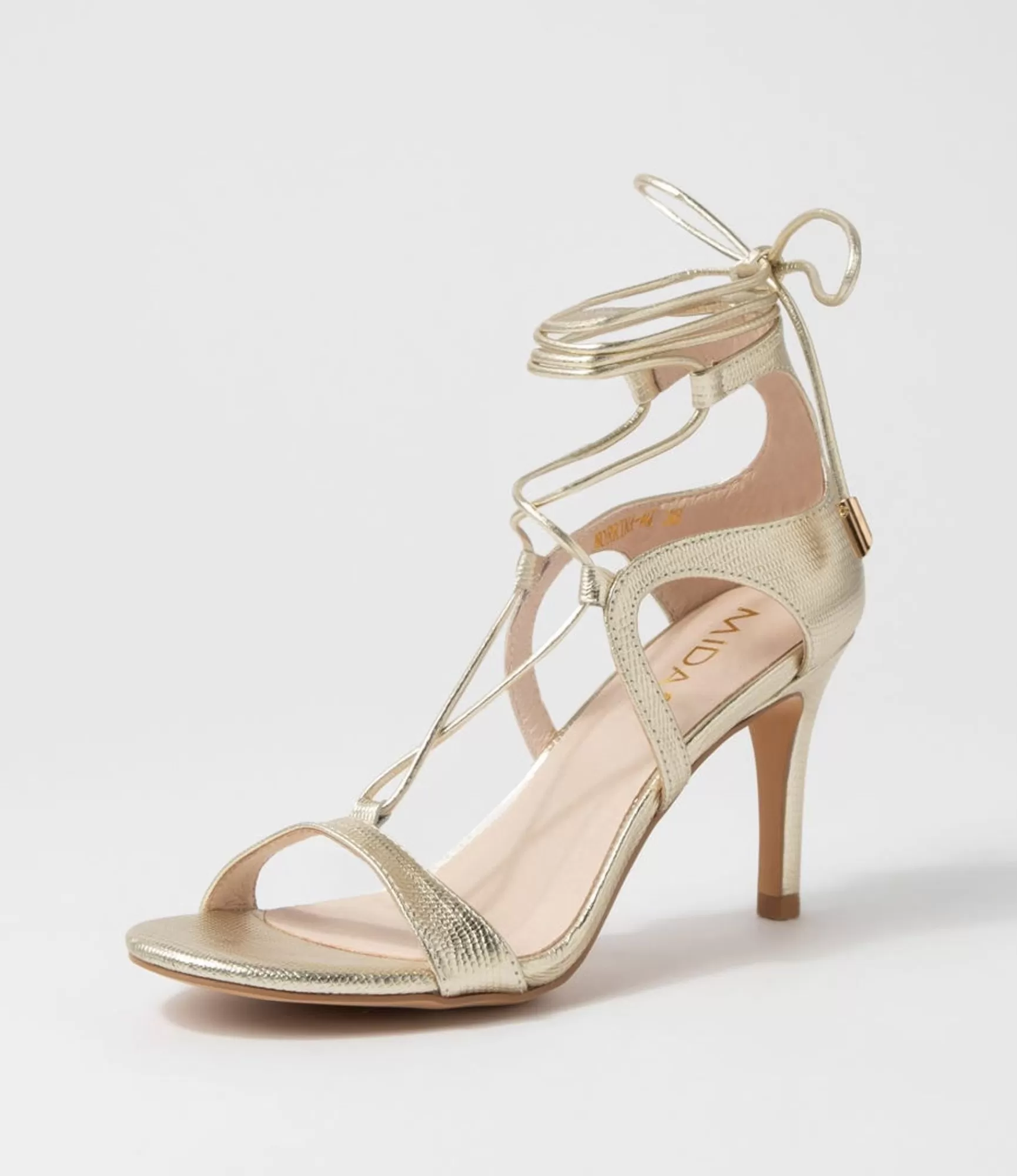 Clearance Midas Shoes Norrina Pale Gold Lizard Leather Sandals