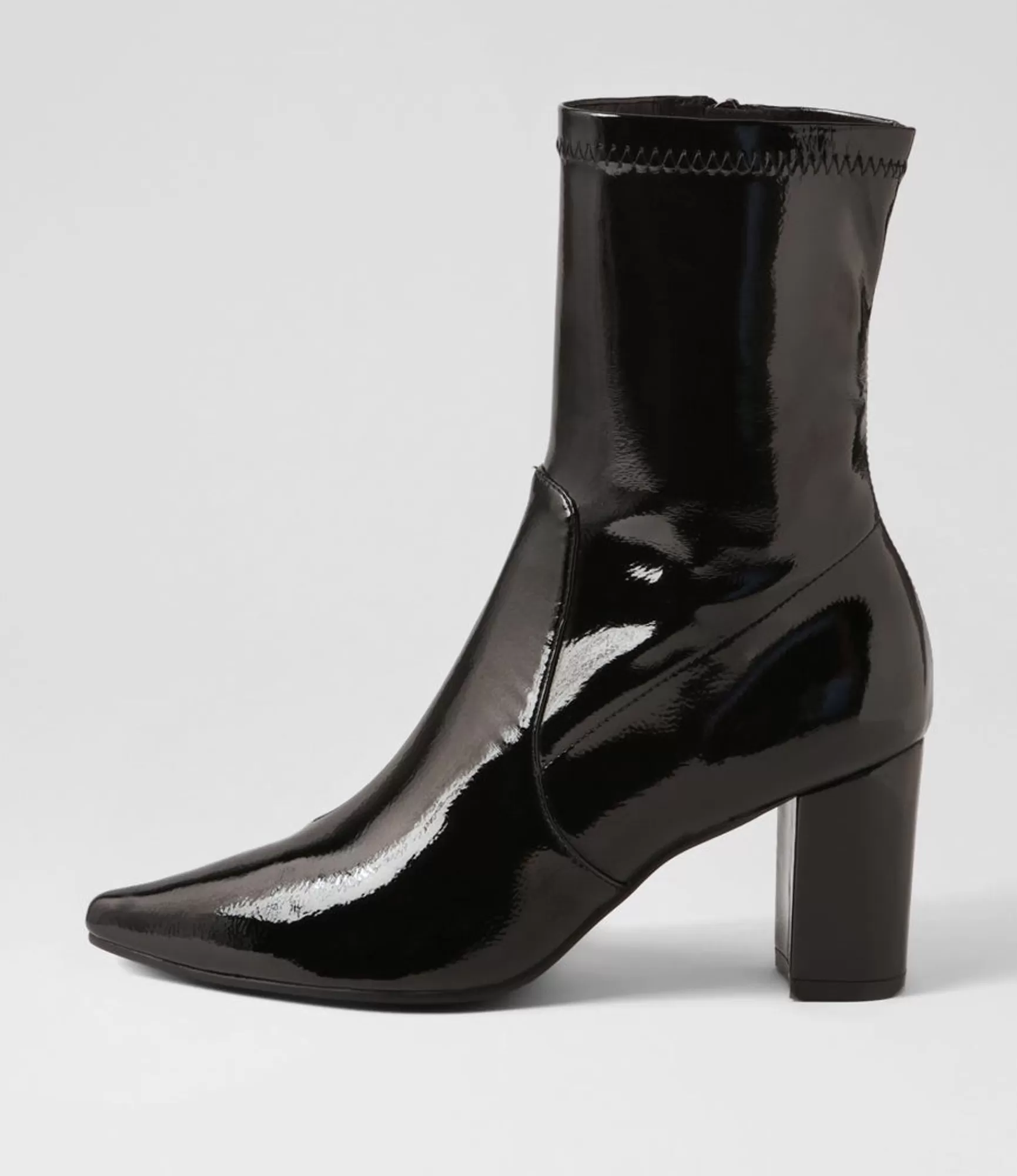 Fashion Midas Shoes Noter Black Stretch Patent Pu Ankle Boots