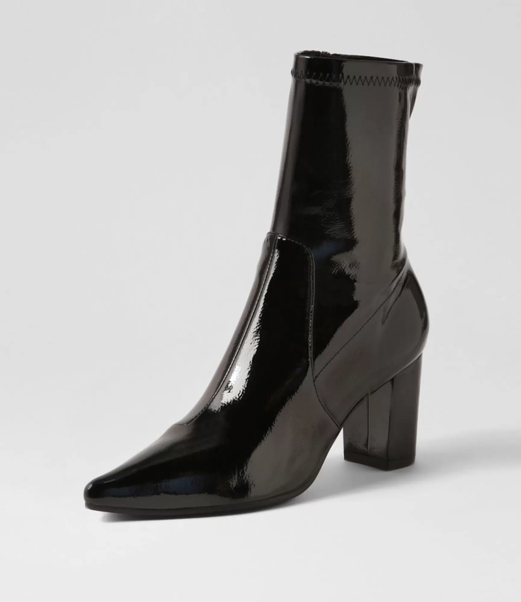 Fashion Midas Shoes Noter Black Stretch Patent Pu Ankle Boots
