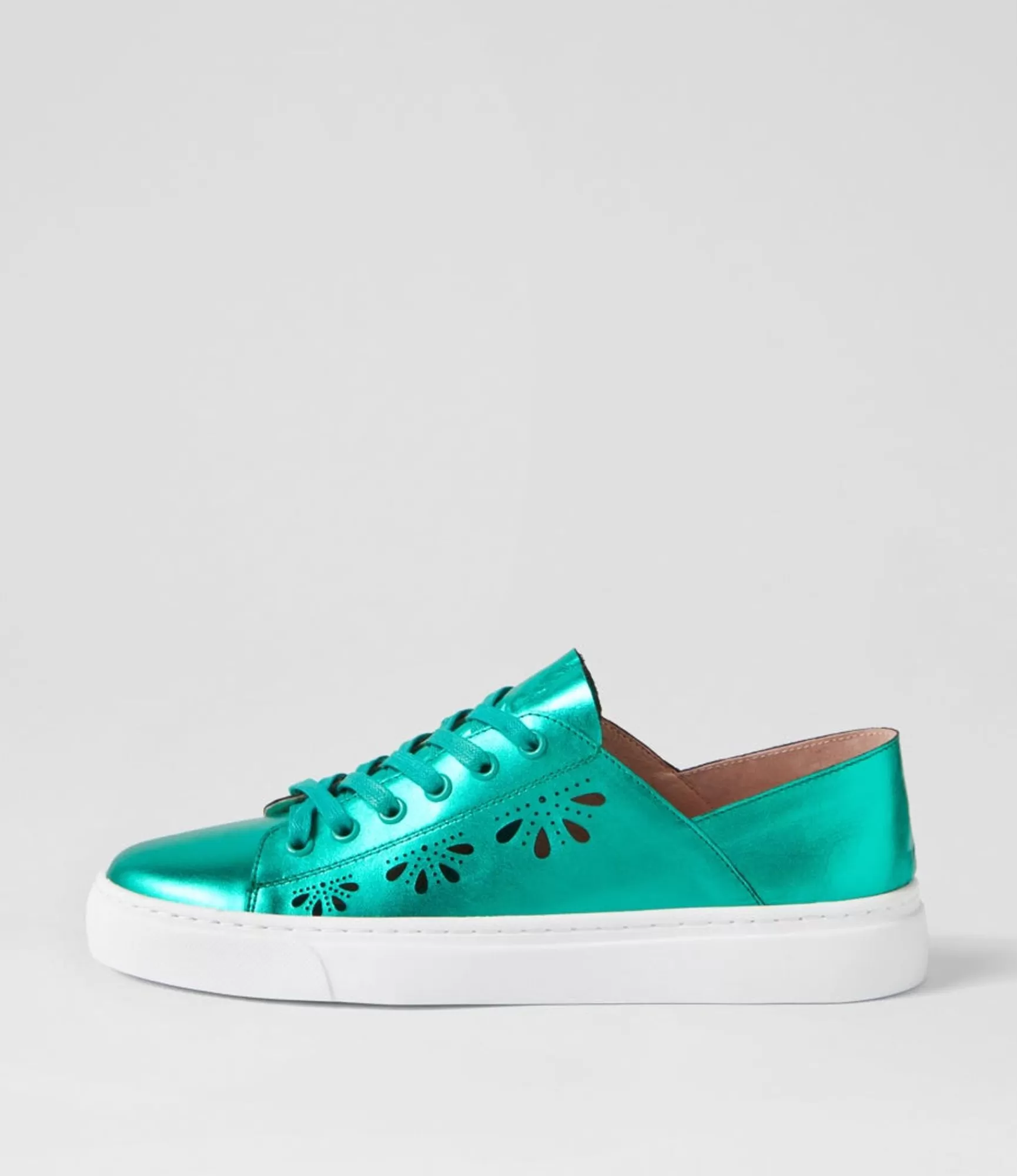 New Midas Shoes Oberta Emerald Metallic Leather Sneakers