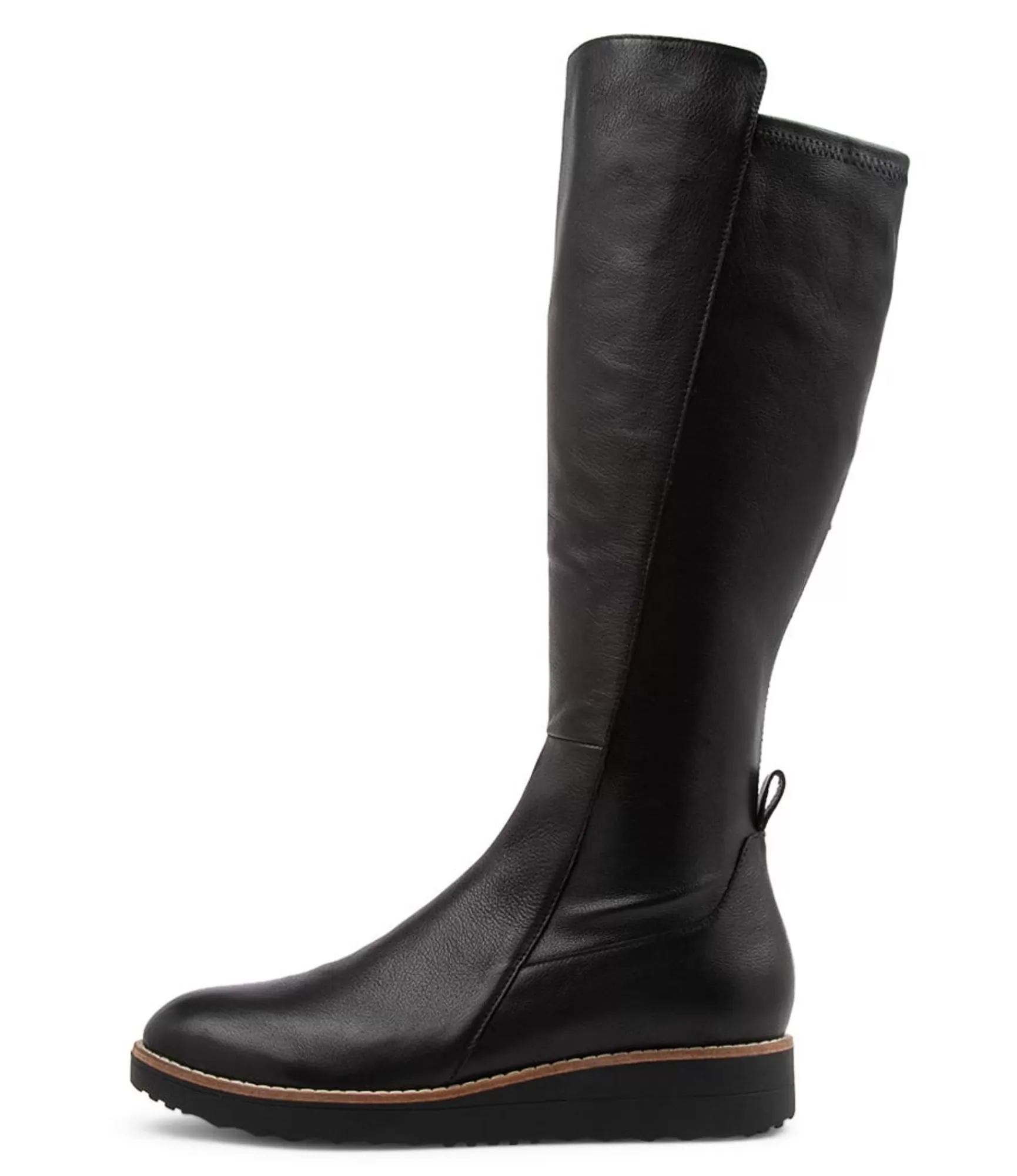 Sale Midas Shoes Oleve Black Stretch Leather Long Boots Bs