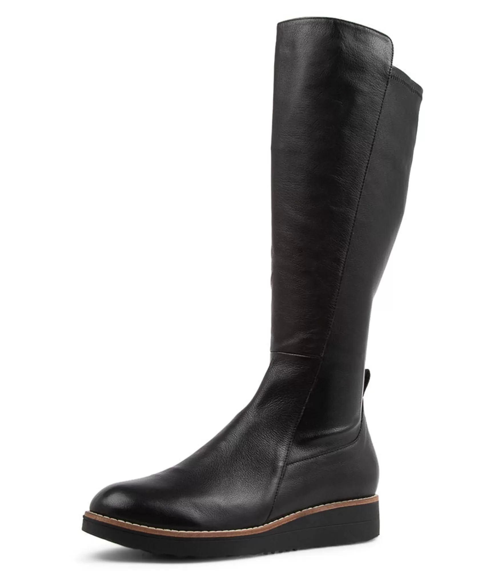 Sale Midas Shoes Oleve Black Stretch Leather Long Boots Bs