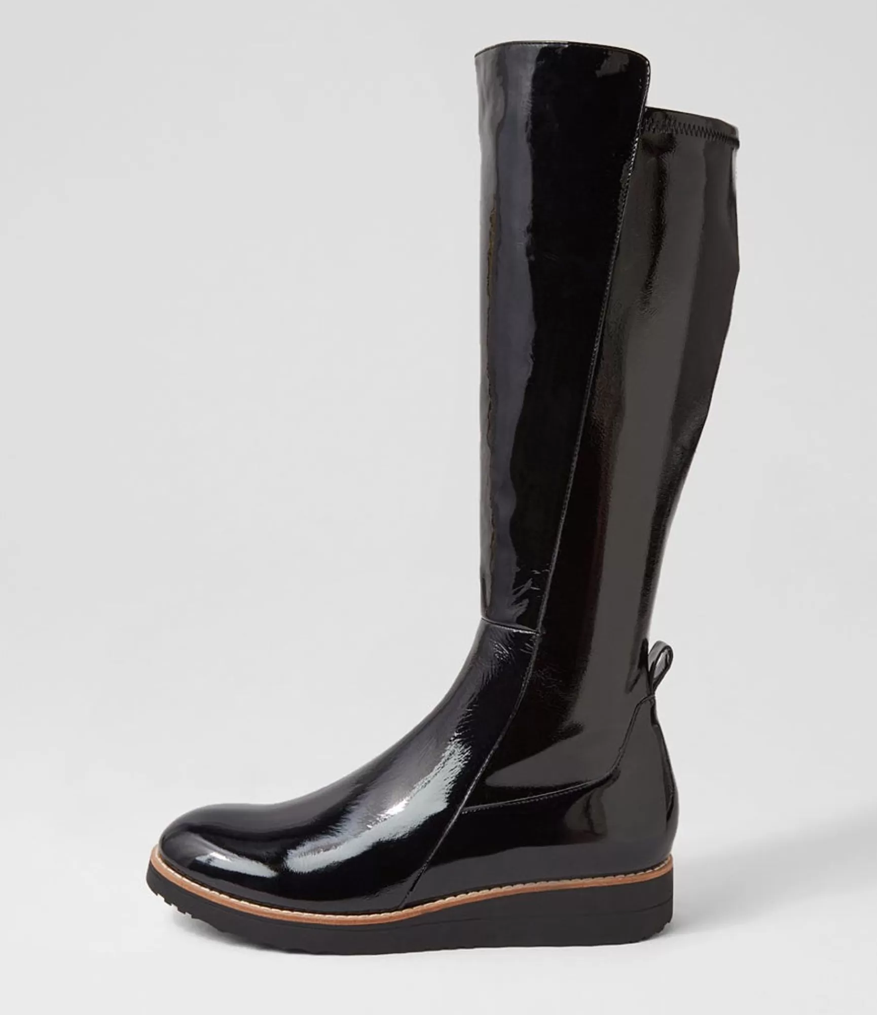 Store Midas Shoes Oleve Black Stretch Patent Pu Ankle Boots