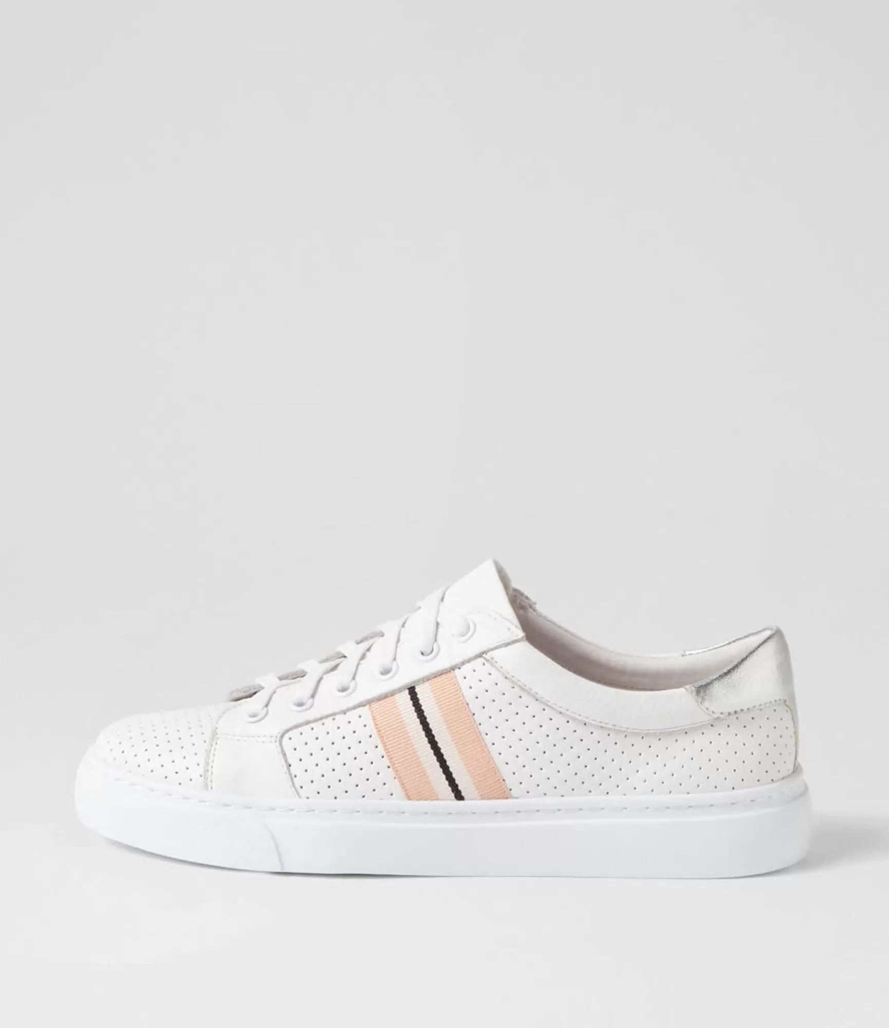Shop Midas Shoes Oliane White Silver Leather Sneakers