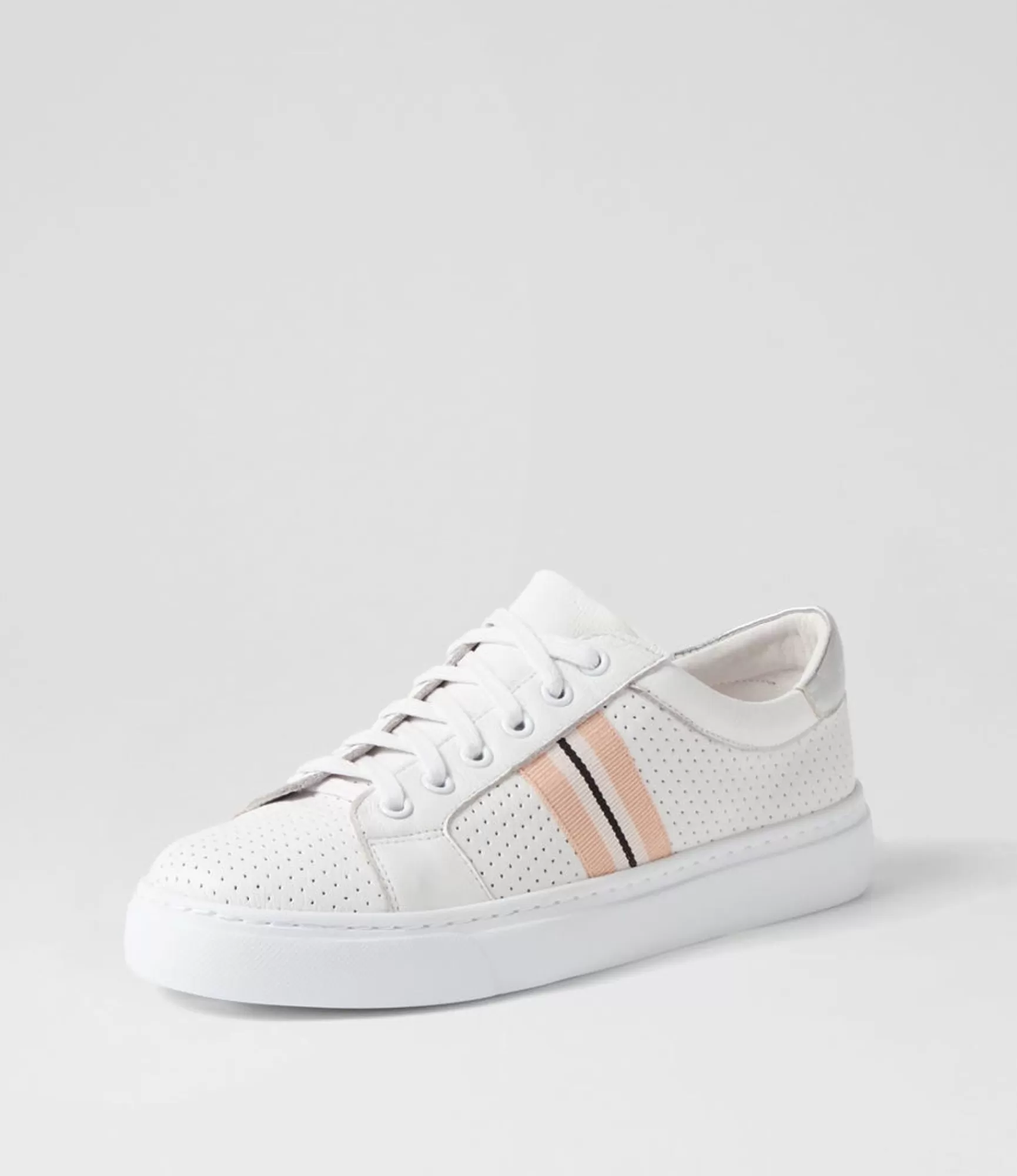 Shop Midas Shoes Oliane White Silver Leather Sneakers