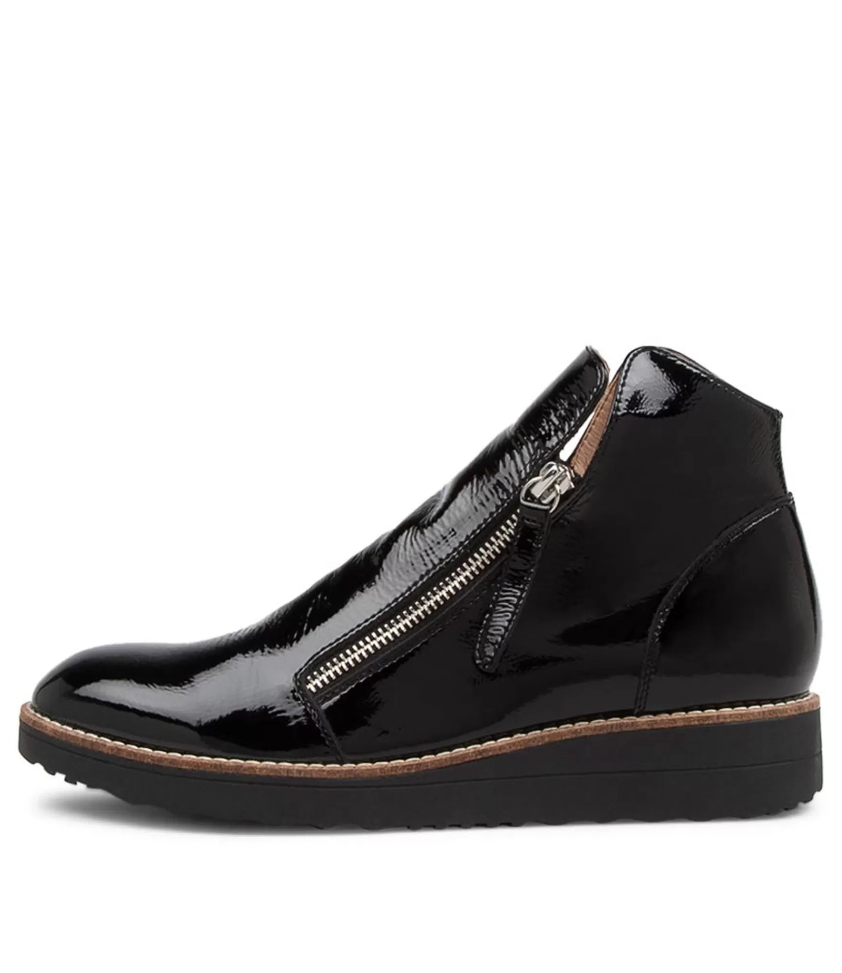 Clearance Midas Shoes Olise Black Patent Leather Ankle Boots Bs