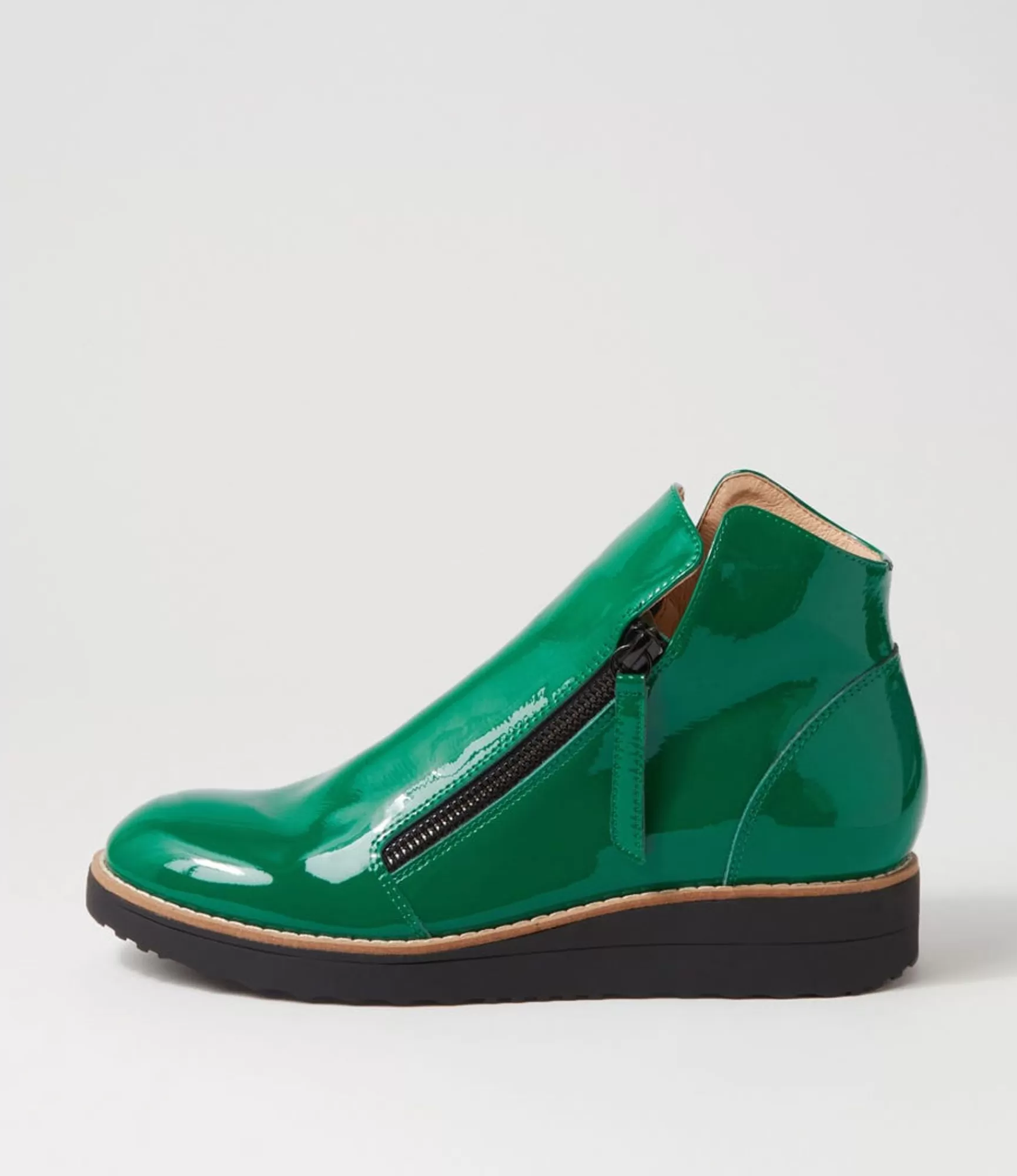 Best Midas Shoes Olise Dark Emerald Black Patent Leather Ankle Boots
