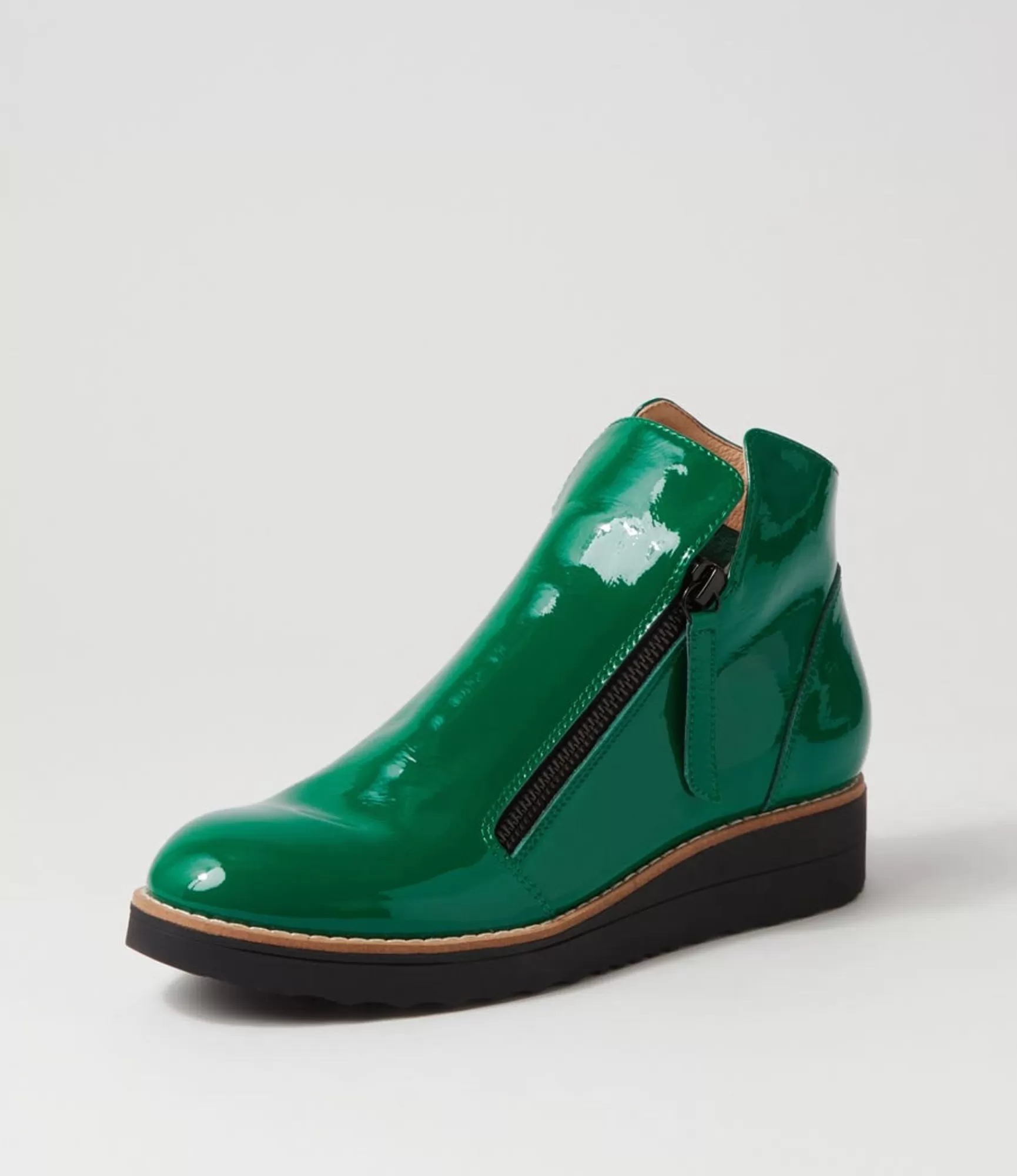 Best Midas Shoes Olise Dark Emerald Black Patent Leather Ankle Boots
