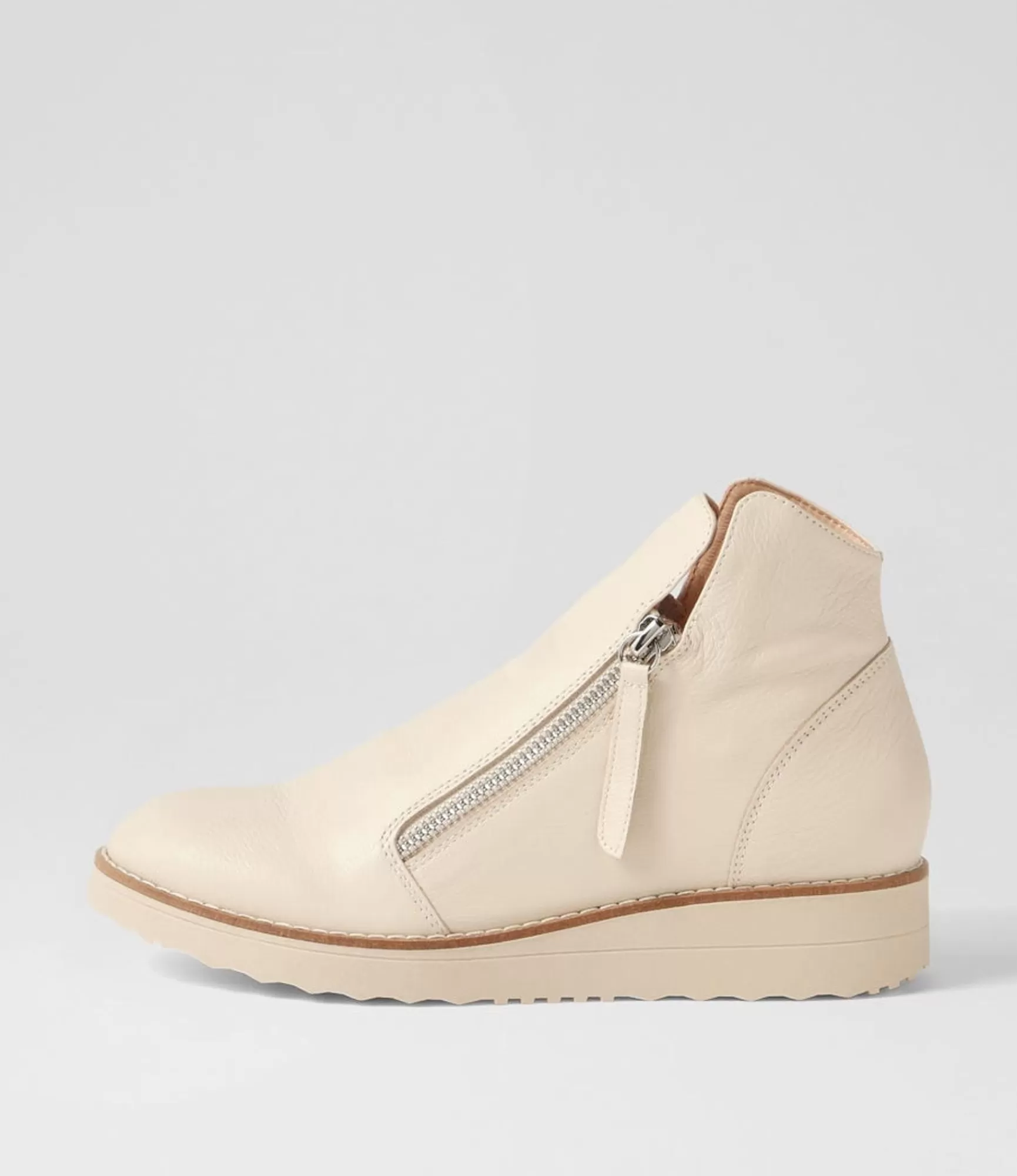 Cheap Midas Shoes Olise Ivory Nude Leather Ankle Boots