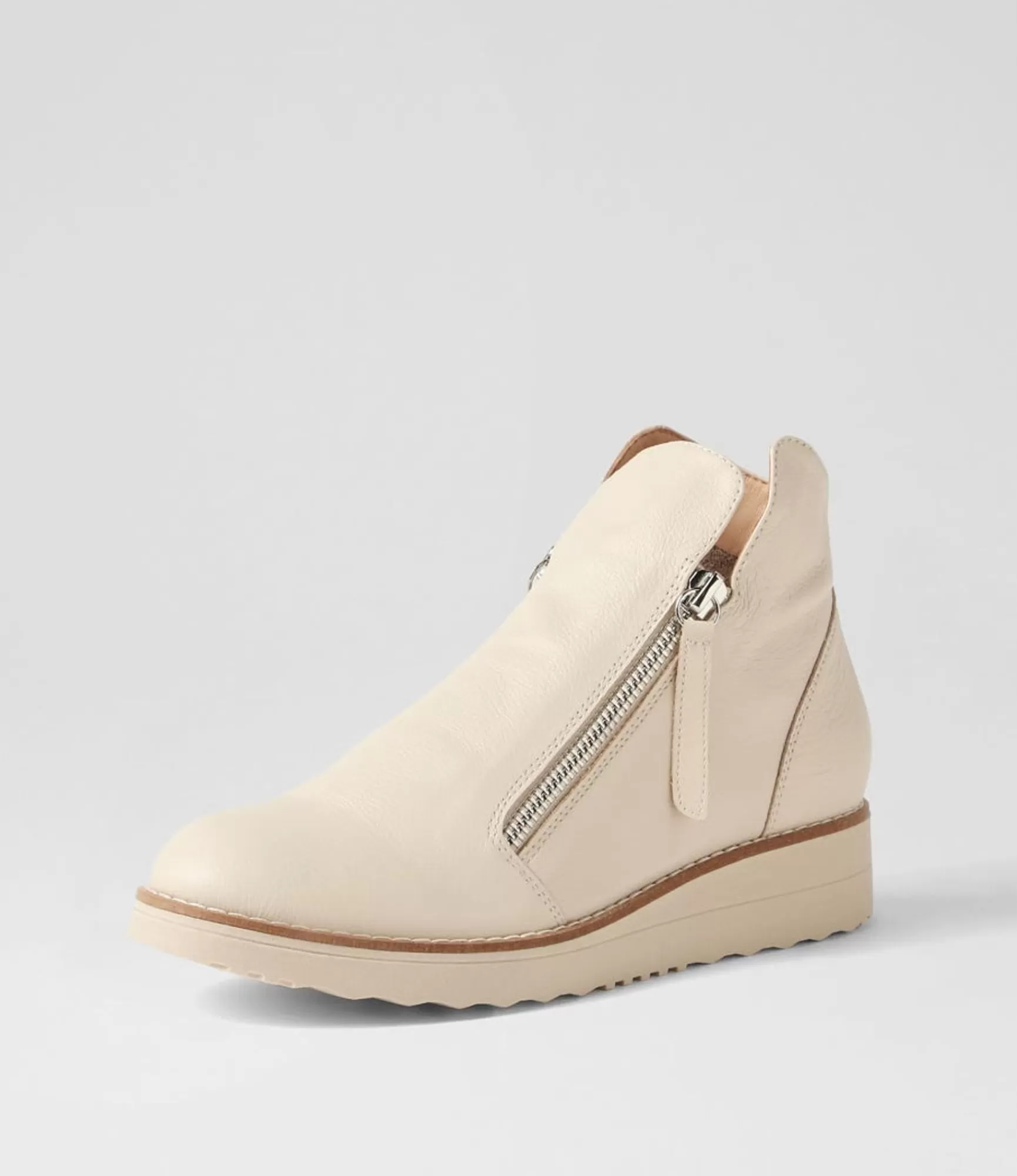Cheap Midas Shoes Olise Ivory Nude Leather Ankle Boots