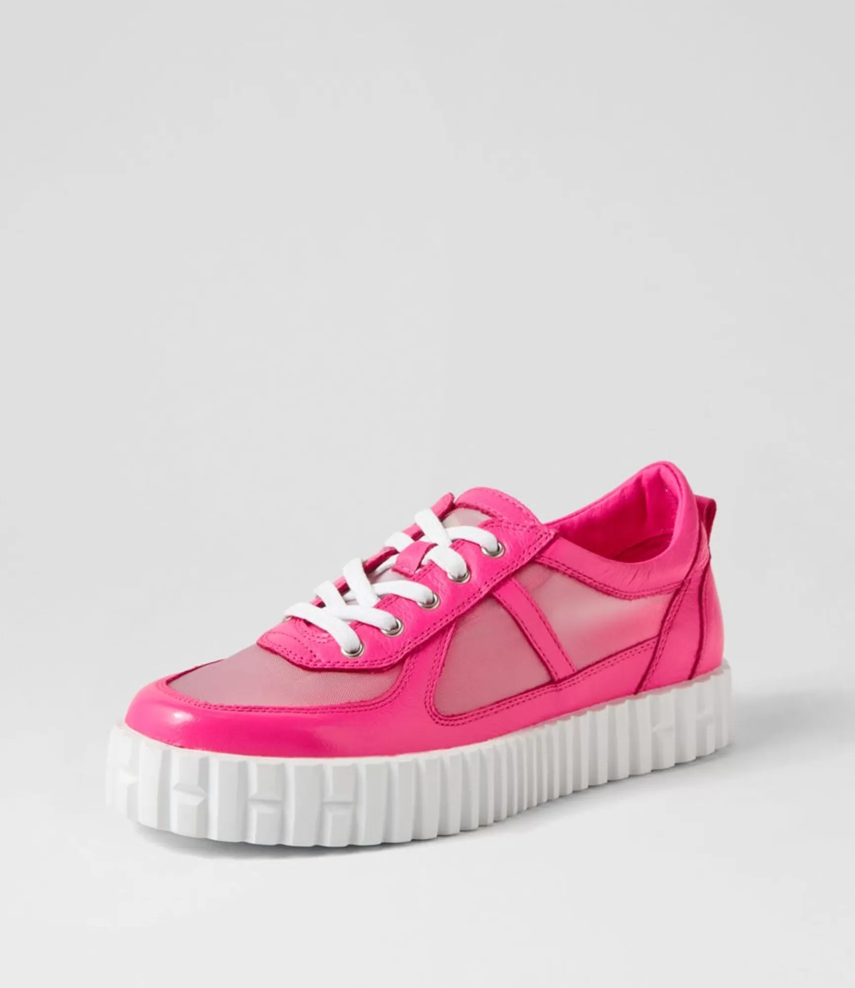 Cheap Midas Shoes Olly Hot Pink White Leather Mesh Sneakers