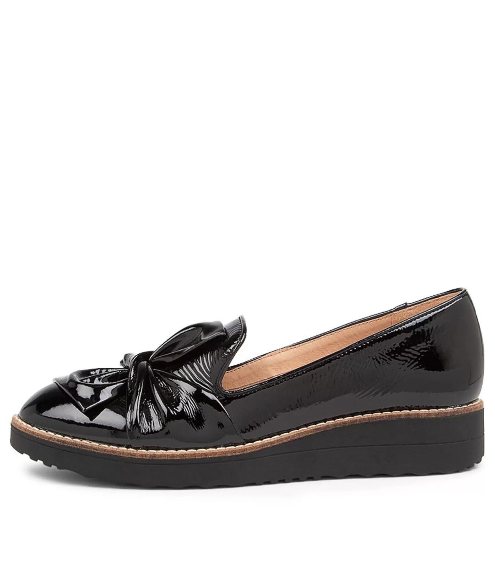 Discount Midas Shoes Opitto Black Patent Leather Flats Black Sole