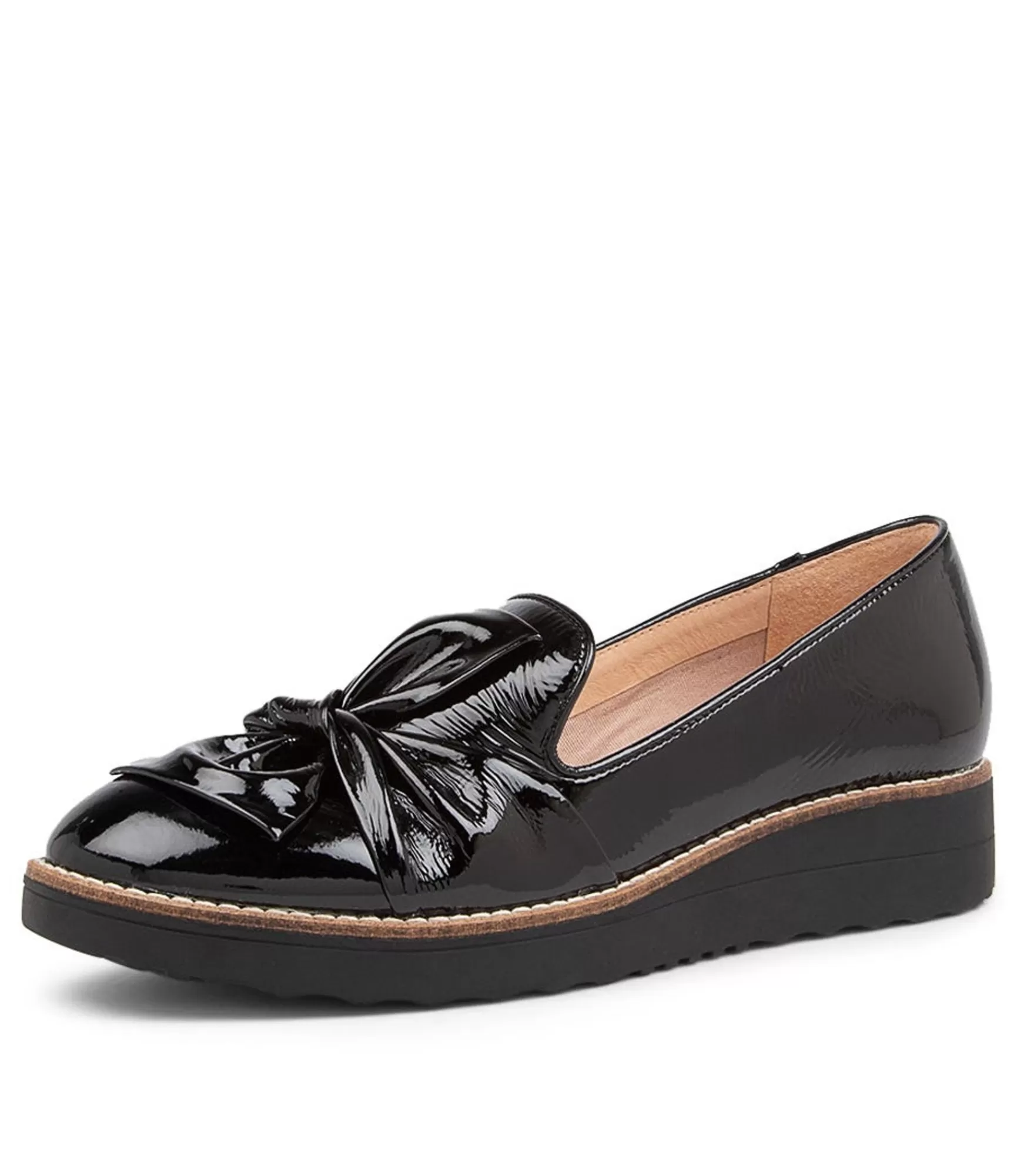Discount Midas Shoes Opitto Black Patent Leather Flats Black Sole