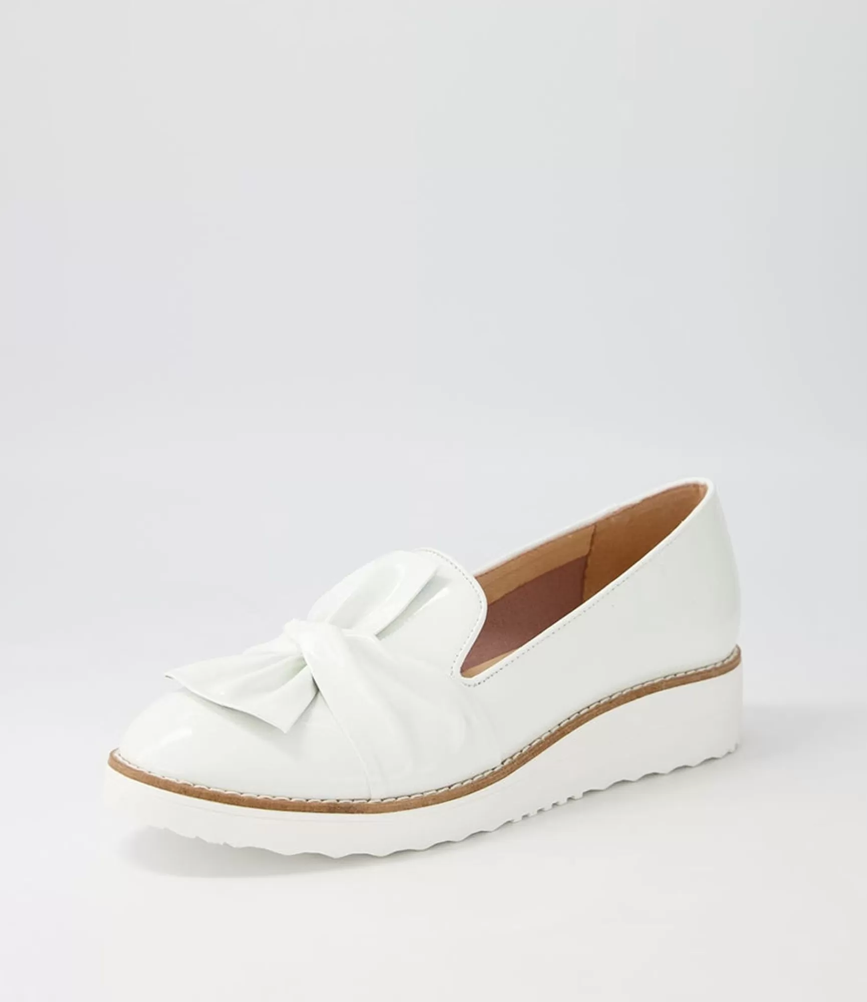 Hot Midas Shoes Opitto White Patent Leather Flat Shoes