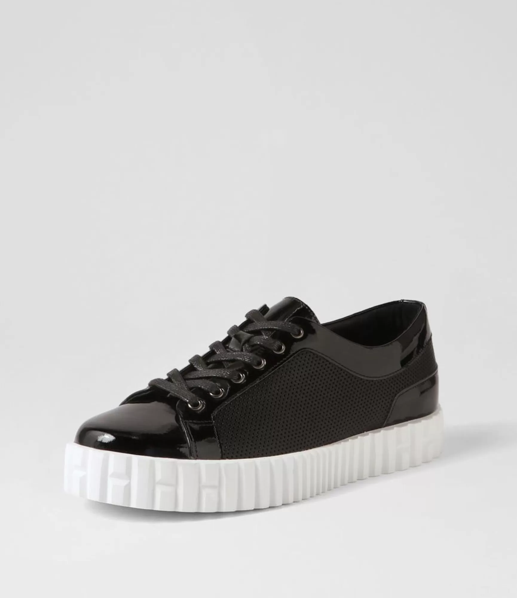 New Midas Shoes Orli Black Patent Leather Sneakers