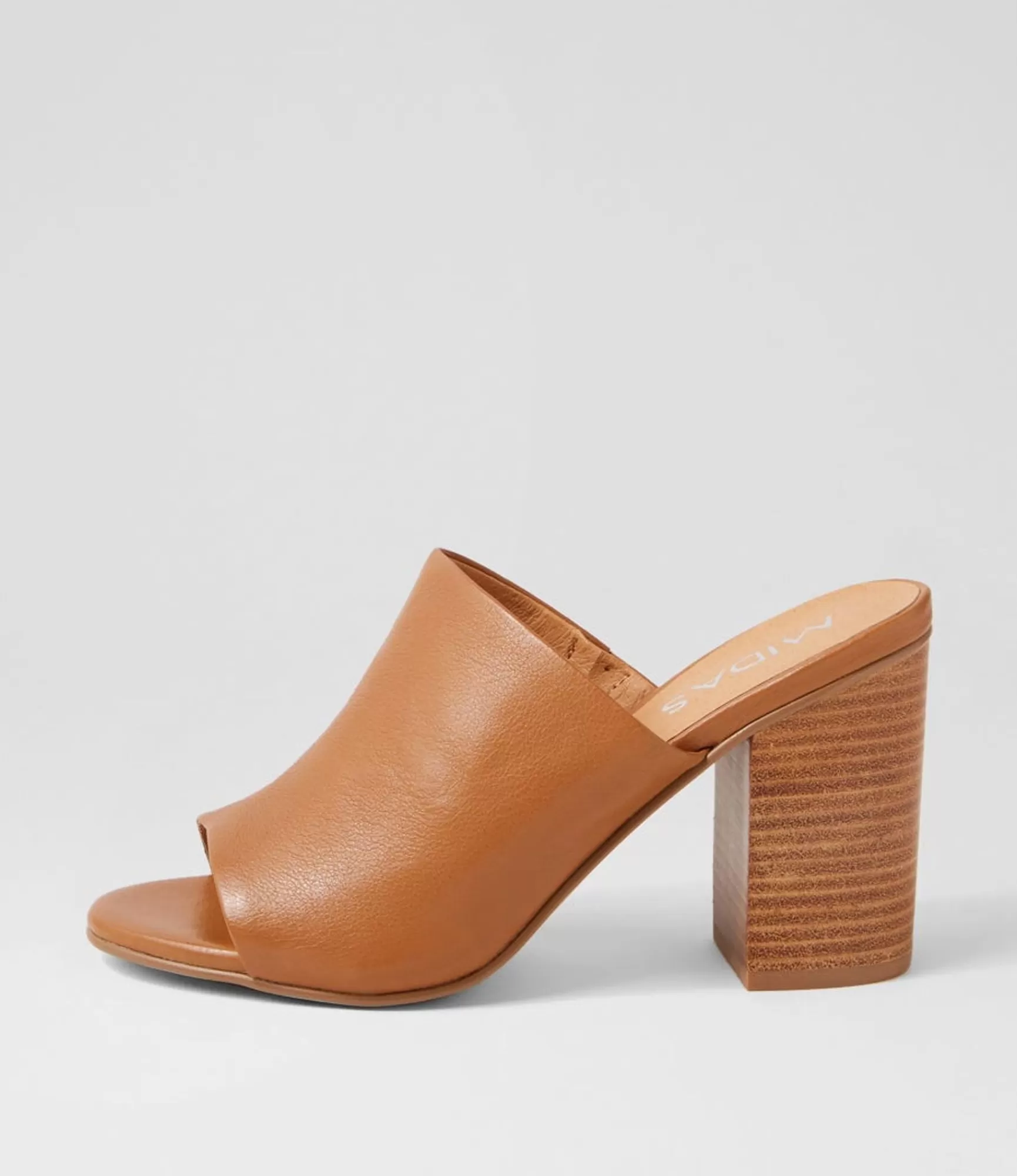 Flash Sale Midas Shoes Orpa Dark Tan Natural Heel Leather Slides