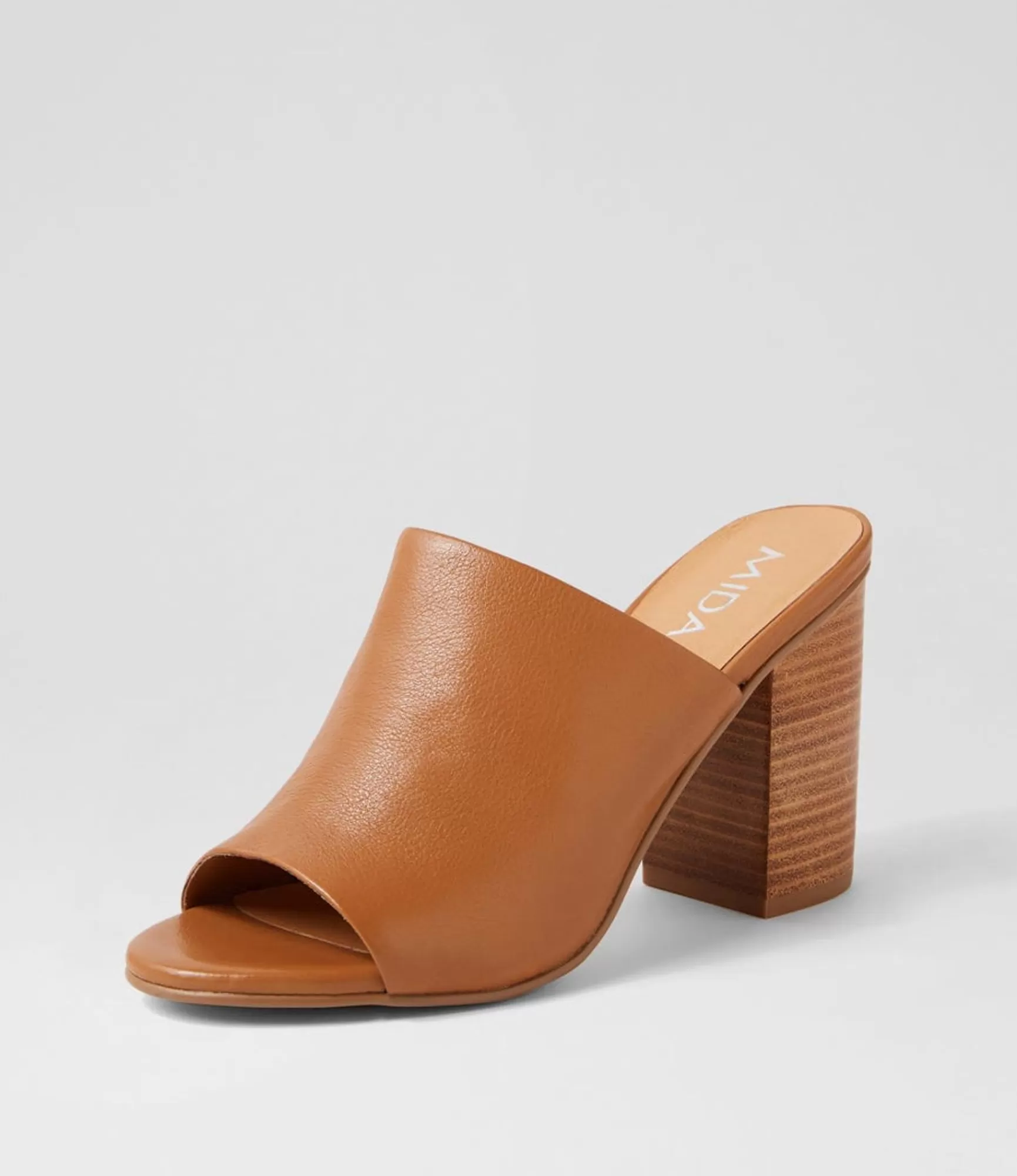 Flash Sale Midas Shoes Orpa Dark Tan Natural Heel Leather Slides