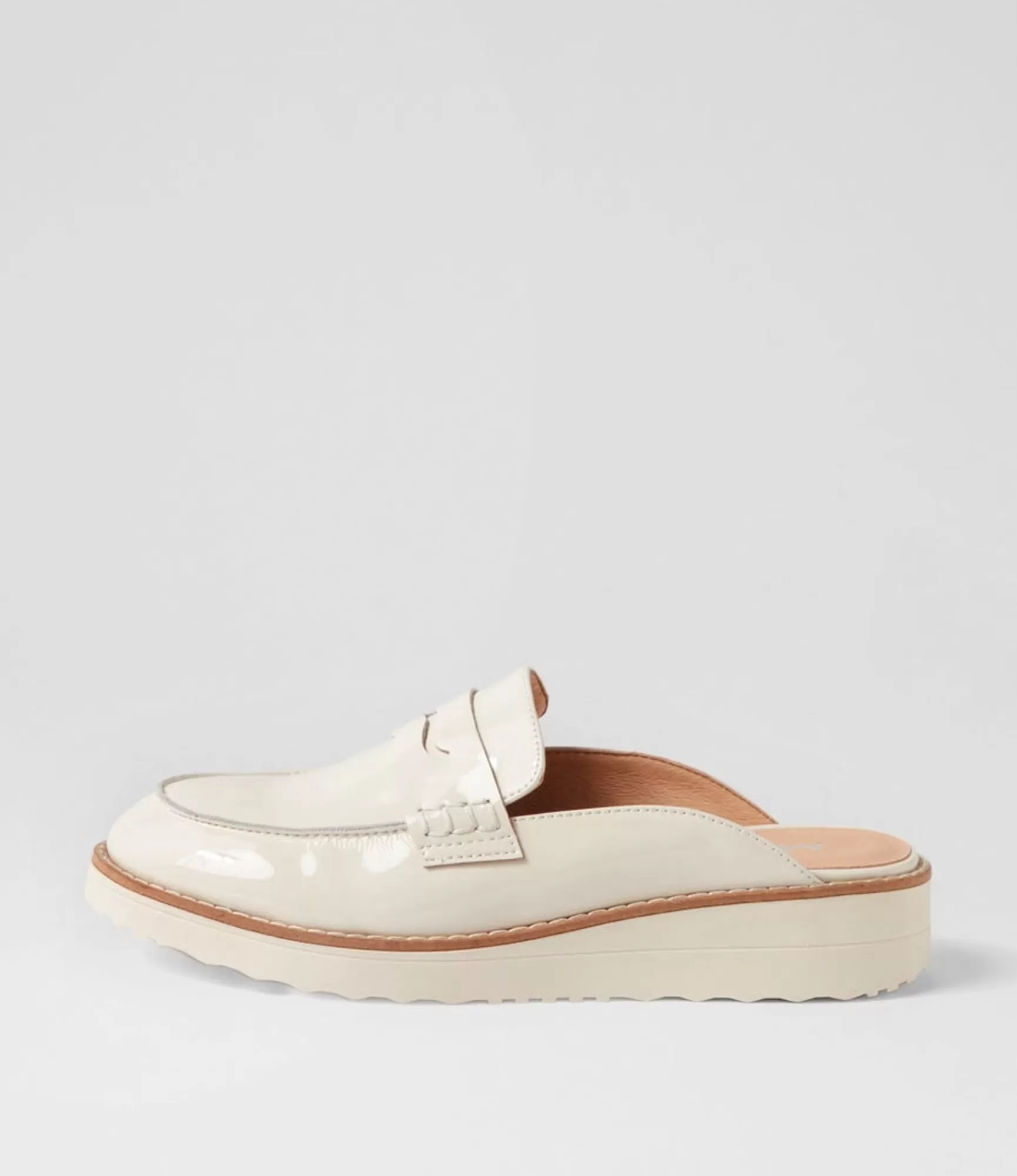 Hot Midas Shoes Osem Ivory Patent Leather Mules