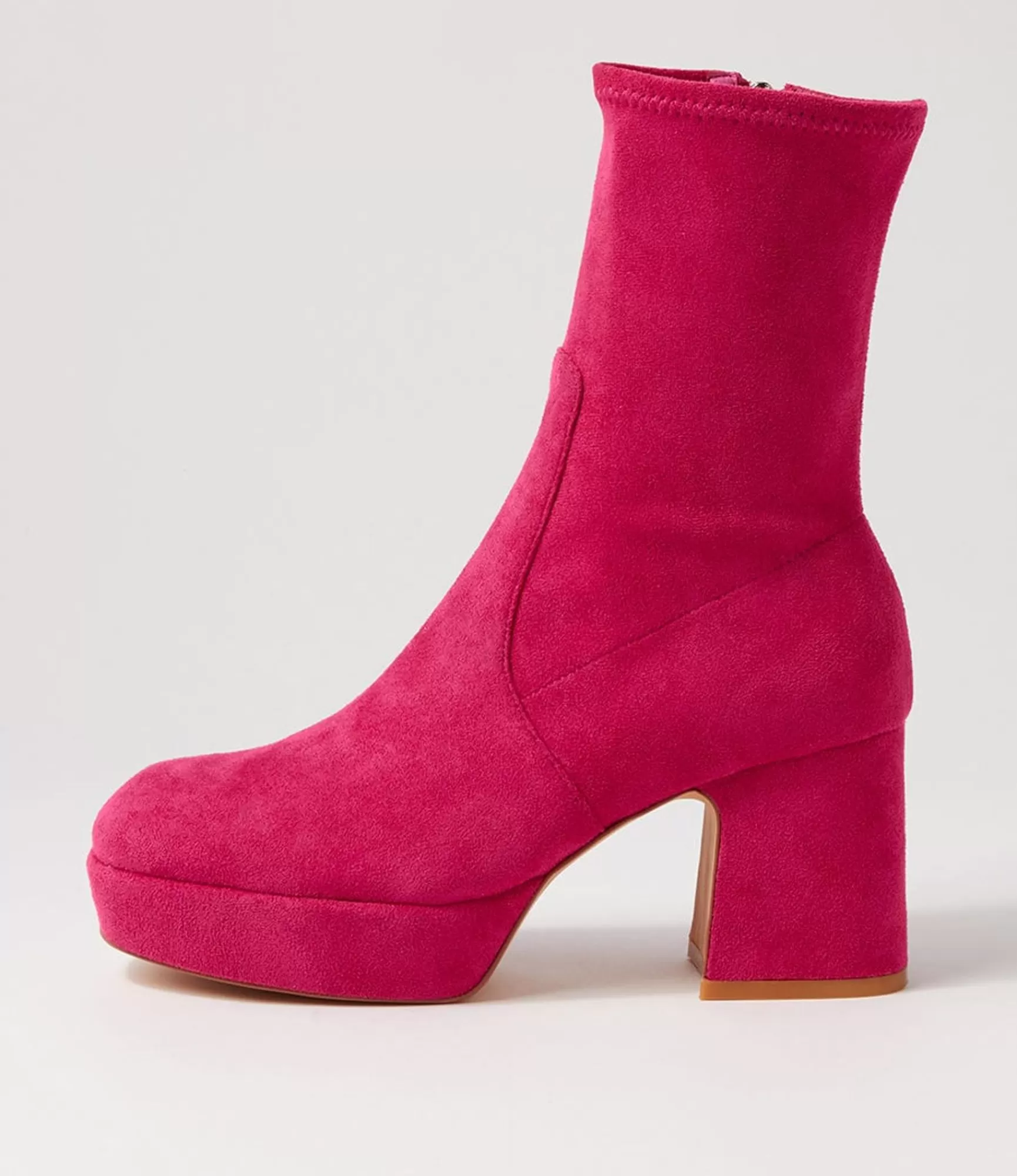 Shop Midas Shoes Otis Fuchsia Stretch Microsuede Ankle Boots