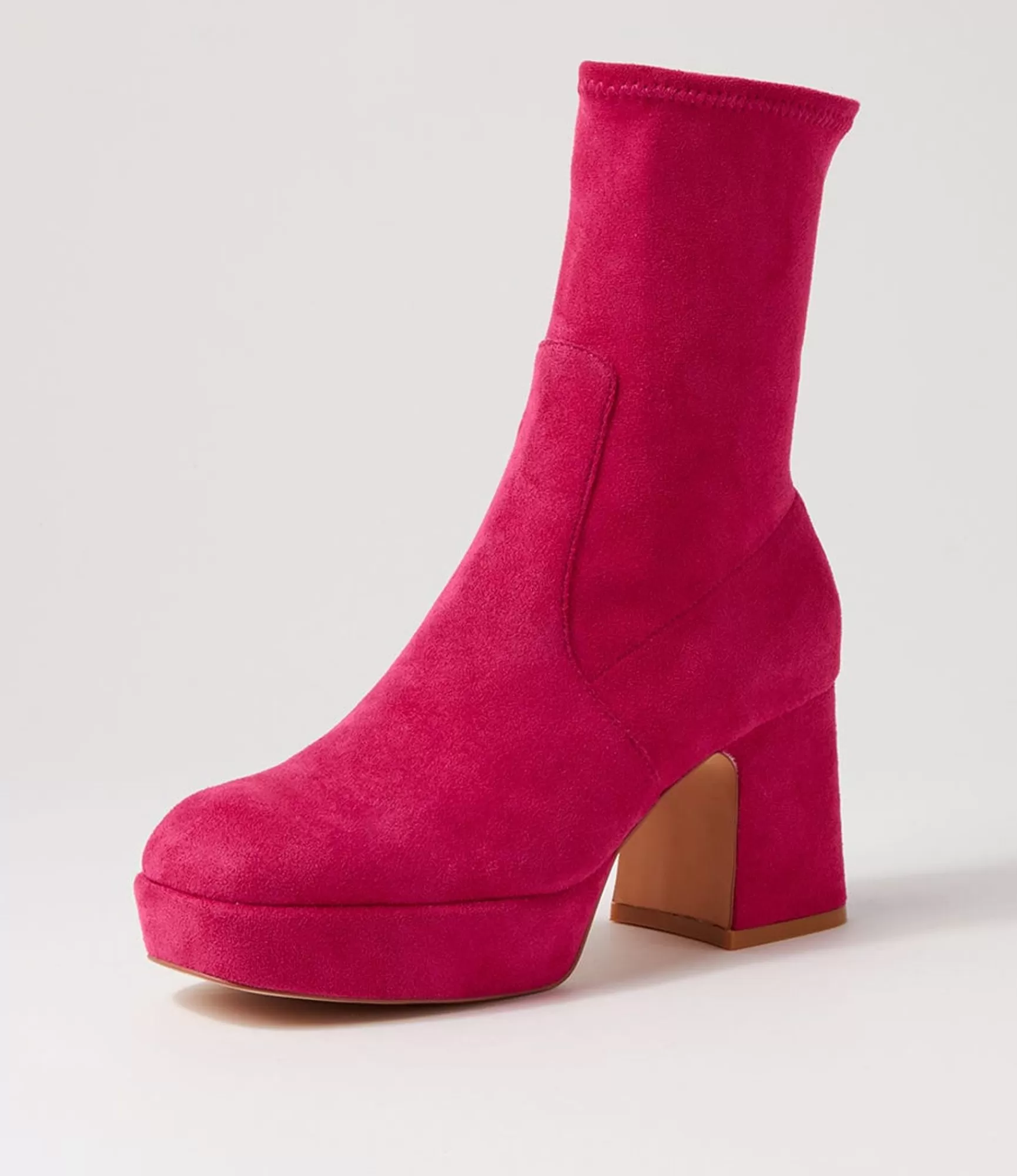 Shop Midas Shoes Otis Fuchsia Stretch Microsuede Ankle Boots