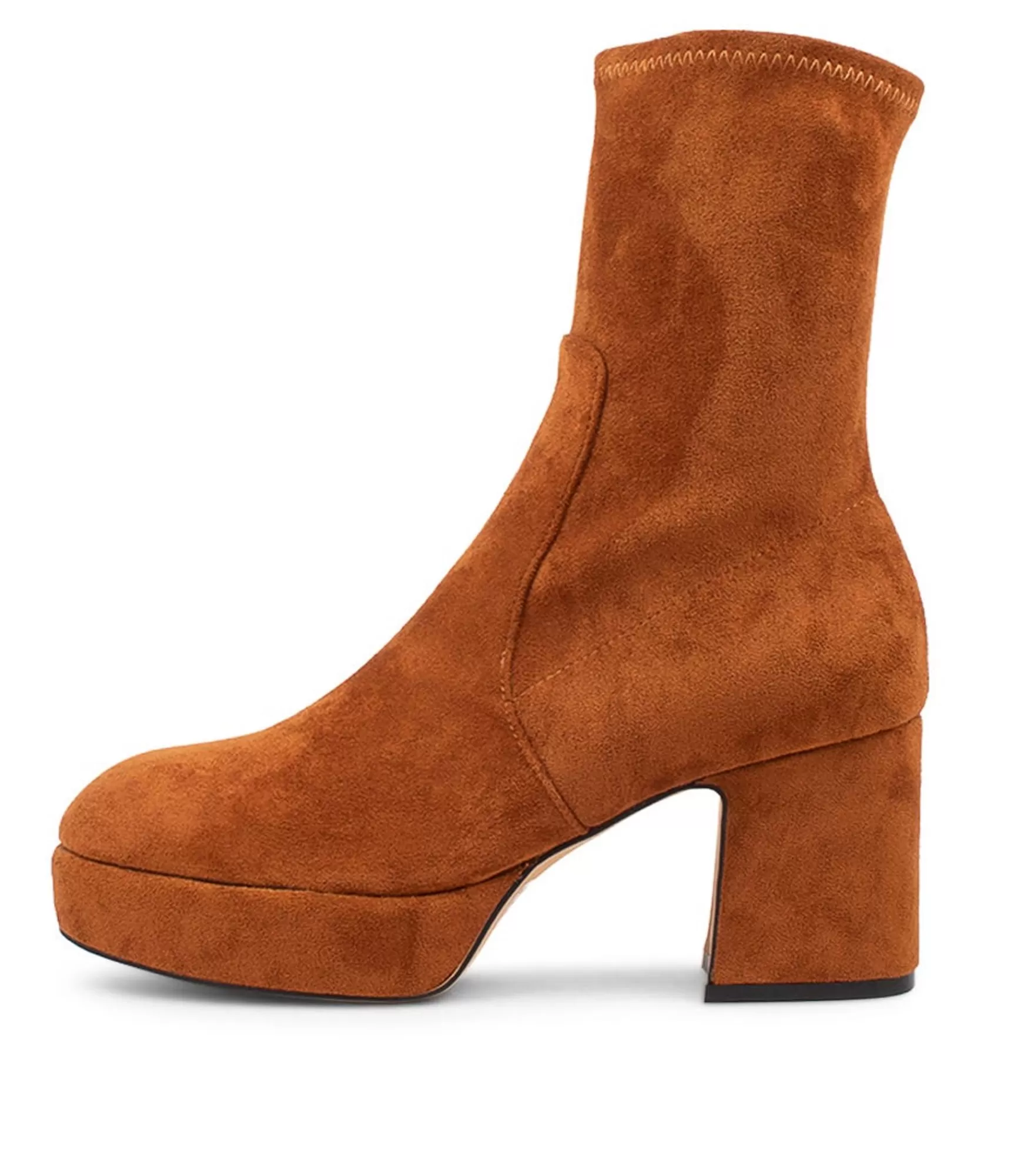 Clearance Midas Shoes Otis Tan Stretch Microsuede Ankle Boots