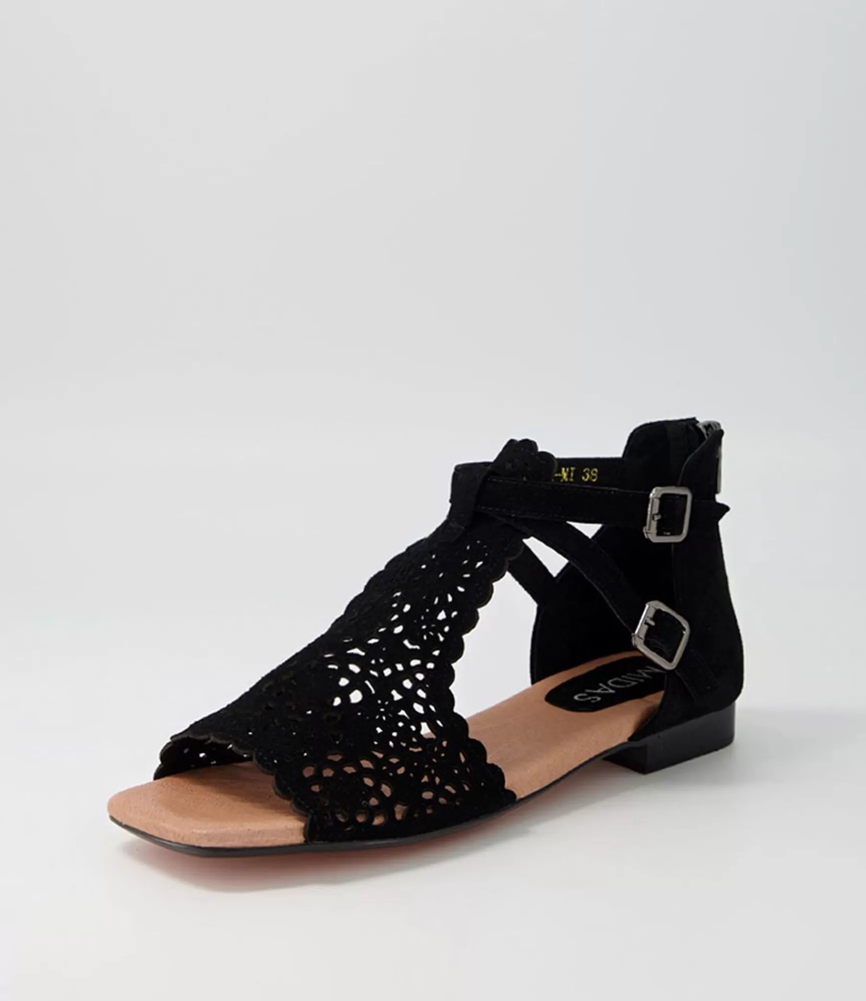 Outlet Midas Shoes Pardon Black Suede Sandals
