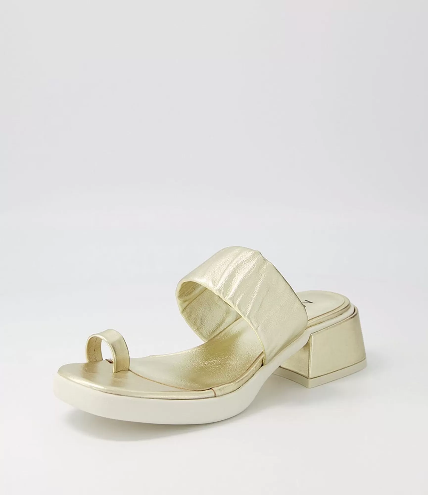 Sale Midas Shoes Parta Pale Gold White Leather Slides