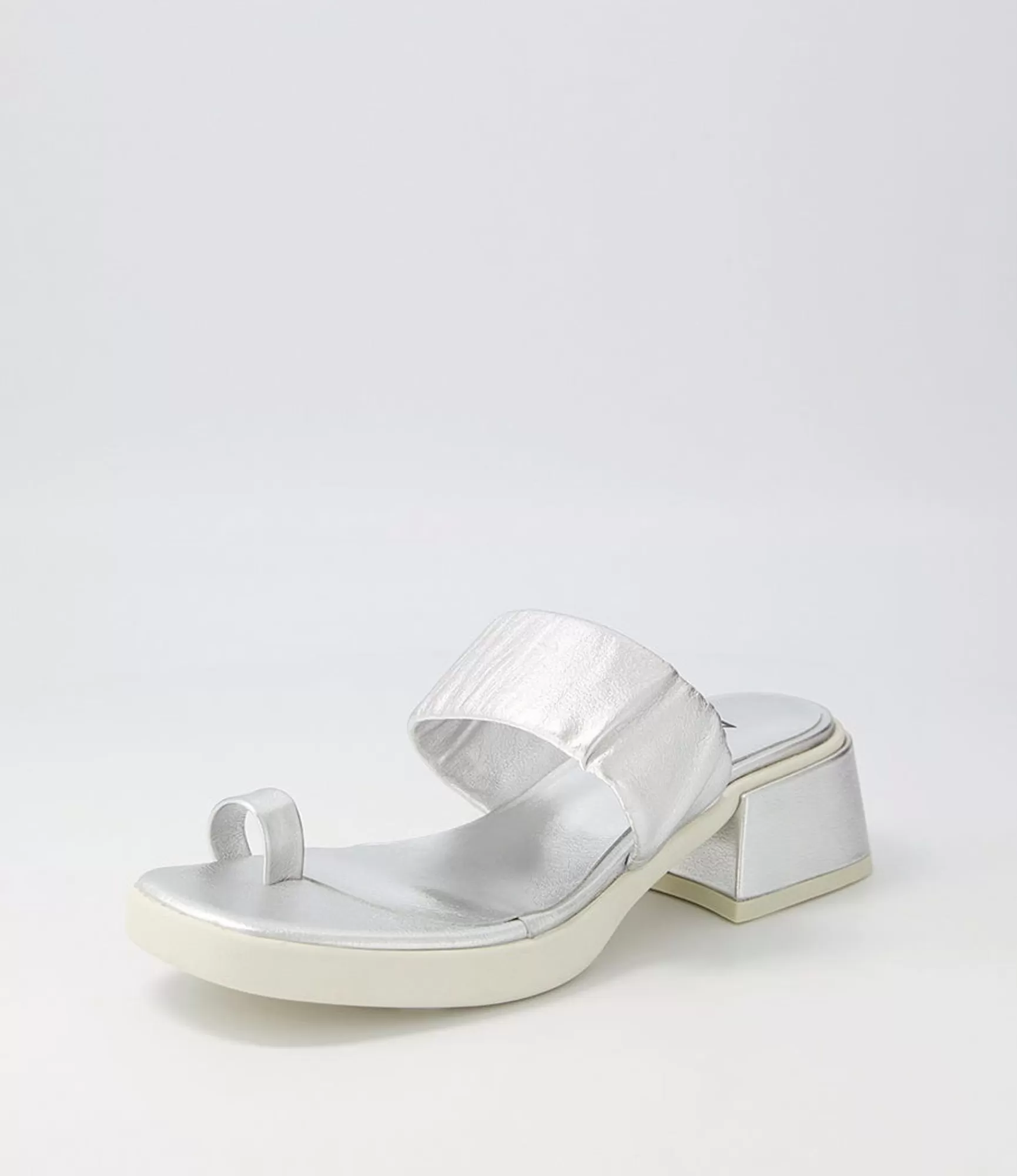 Cheap Midas Shoes Parta Silver White Leather Slides