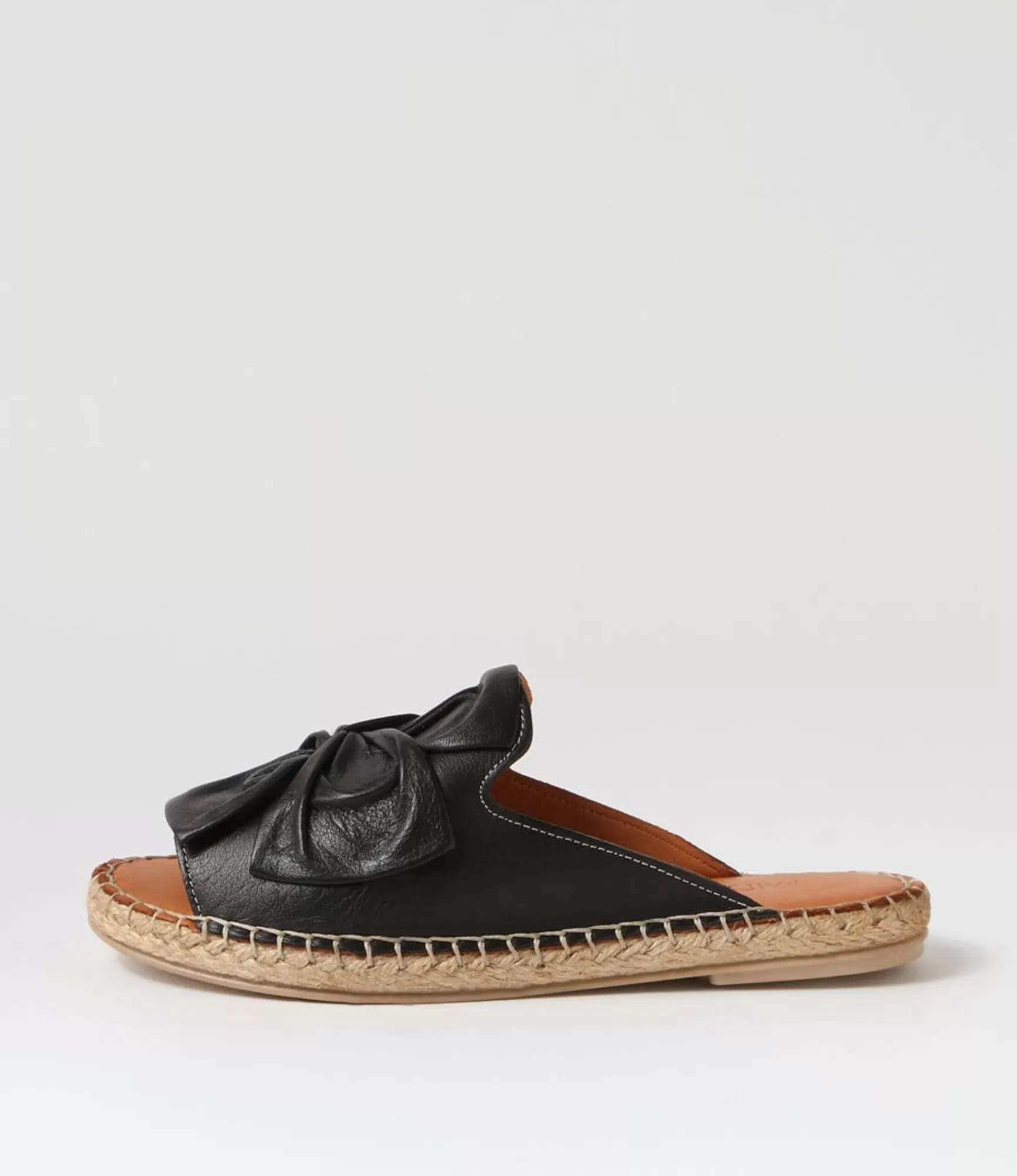 Discount Midas Shoes Pearli Black Leather Espadrilles