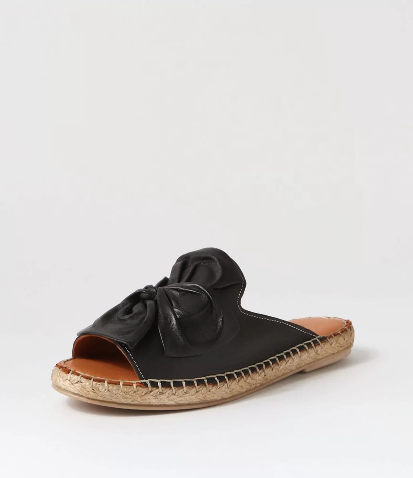 Discount Midas Shoes Pearli Black Leather Espadrilles