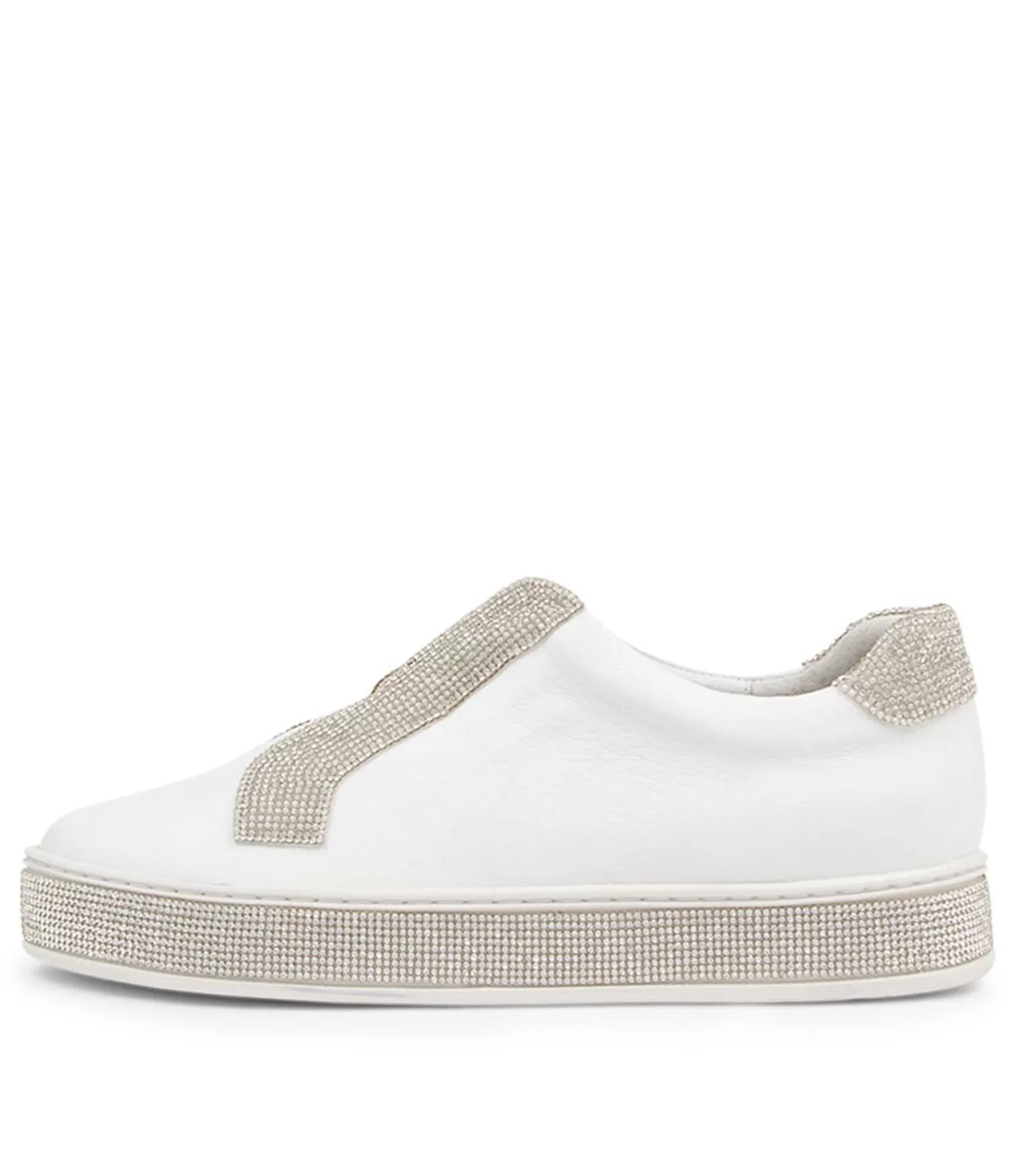 Discount Midas Shoes Pleese White Silver Leather Sneakers