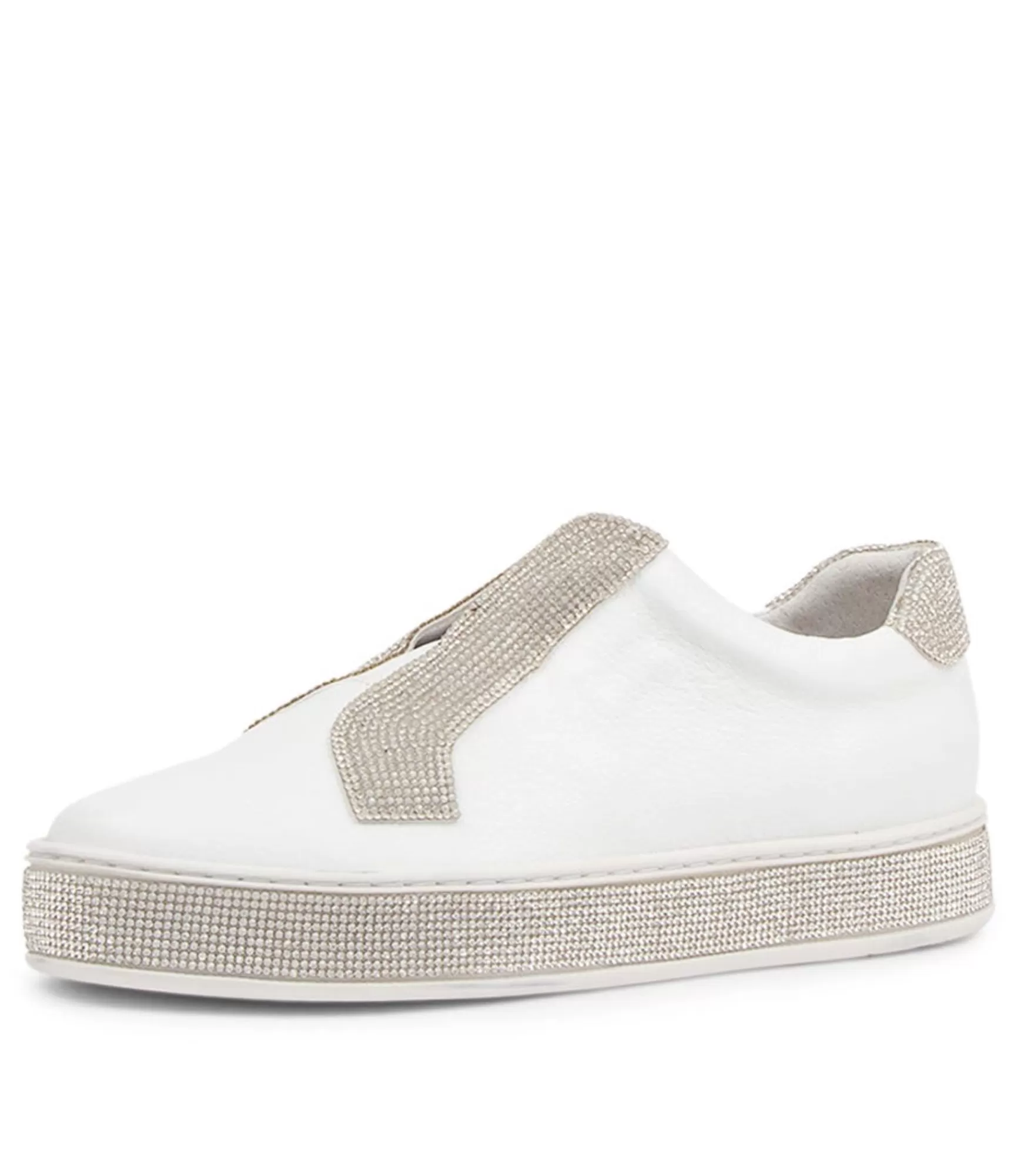 Discount Midas Shoes Pleese White Silver Leather Sneakers