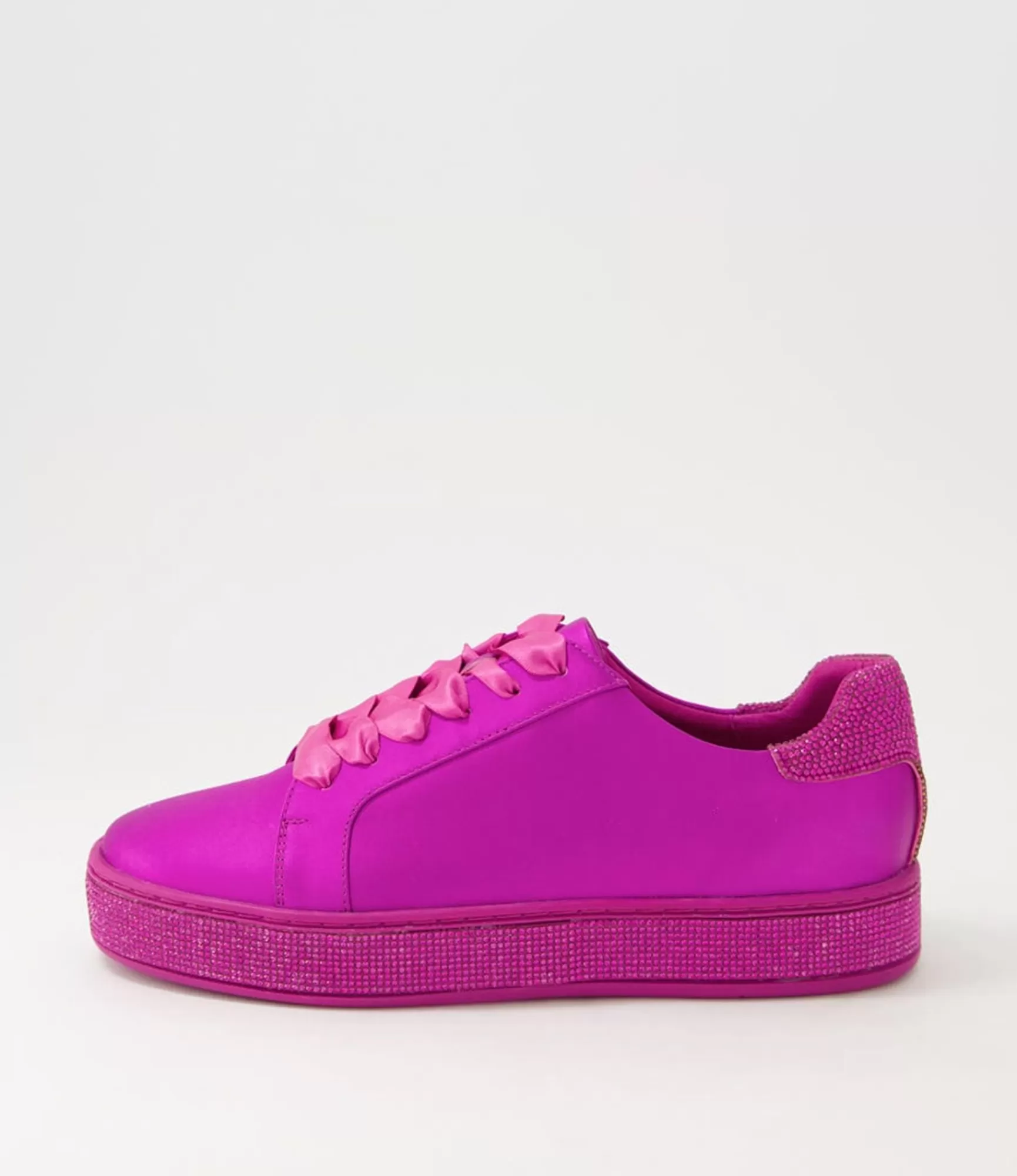 Sale Midas Shoes Plur Fuchsia Satin Metallic Leather Jewels Lace Up Flats