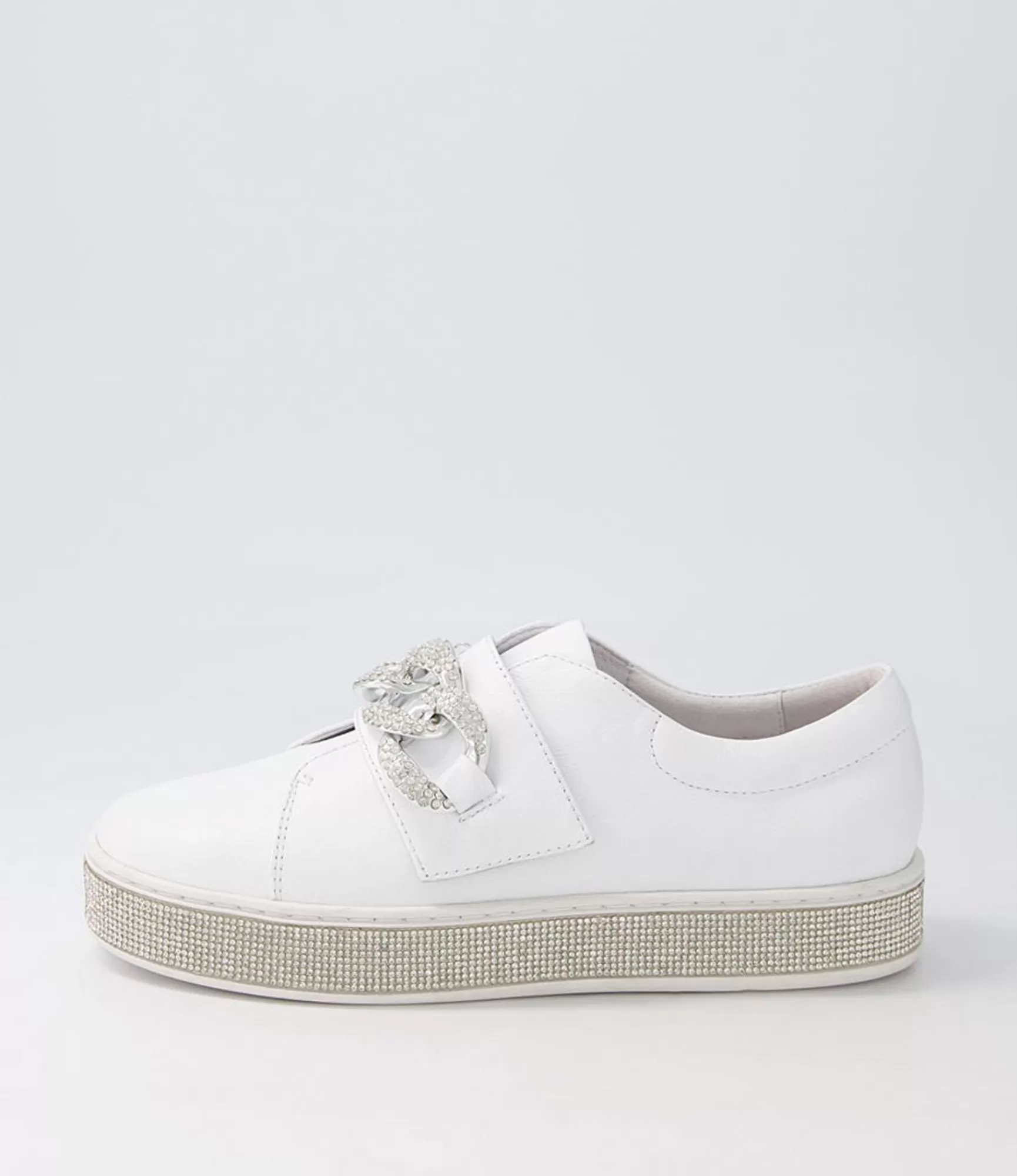 Flash Sale Midas Shoes Poppis White Silver Leather Jewels Sneakers