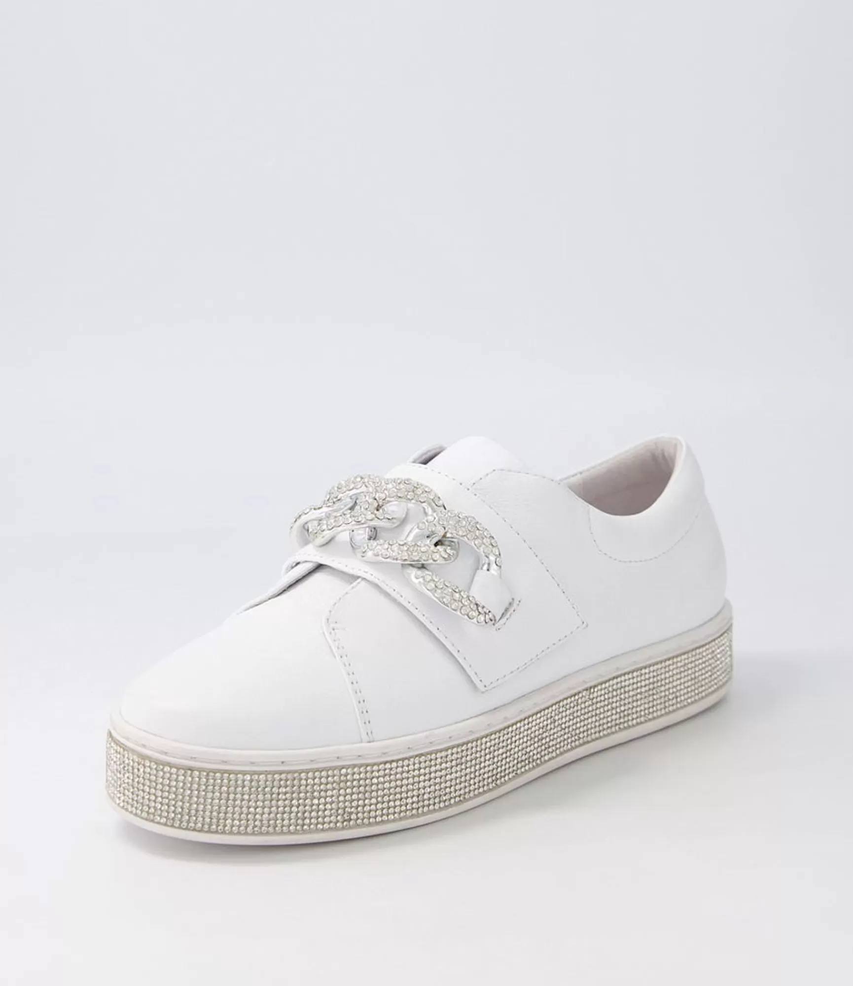 Flash Sale Midas Shoes Poppis White Silver Leather Jewels Sneakers