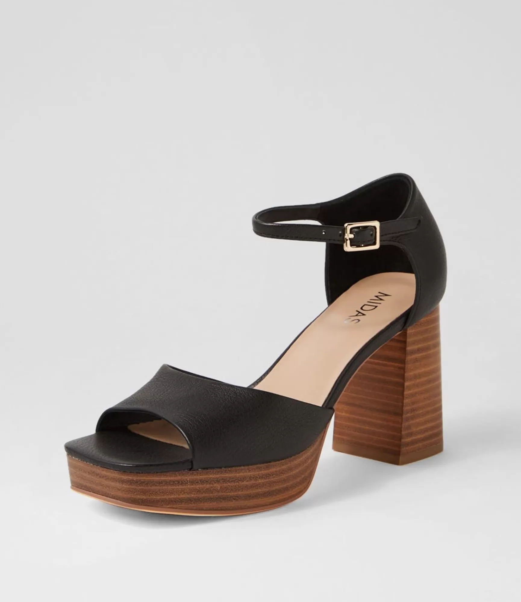 Discount Midas Shoes Portrale Black Natural Leather Sandals